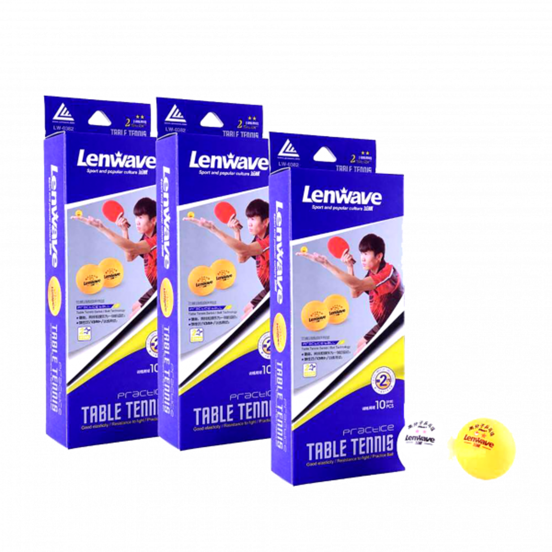 10 כדורים לפינג פונג 2 כוכבים 40+ דגם LENWAVE 0382