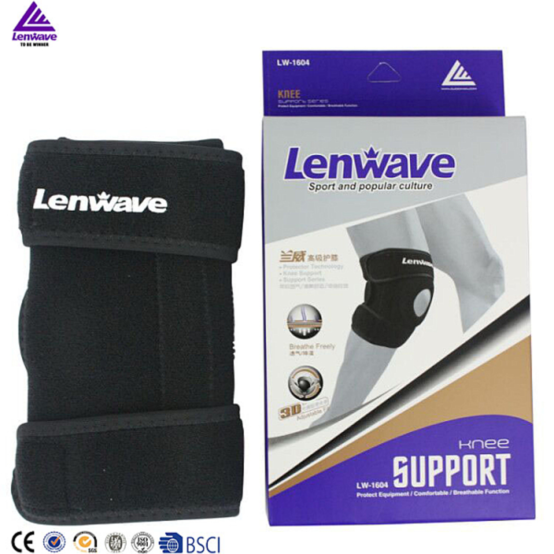 מגן ברך תומך ברך עם רצועות תמיכה LENWAVE 0973
