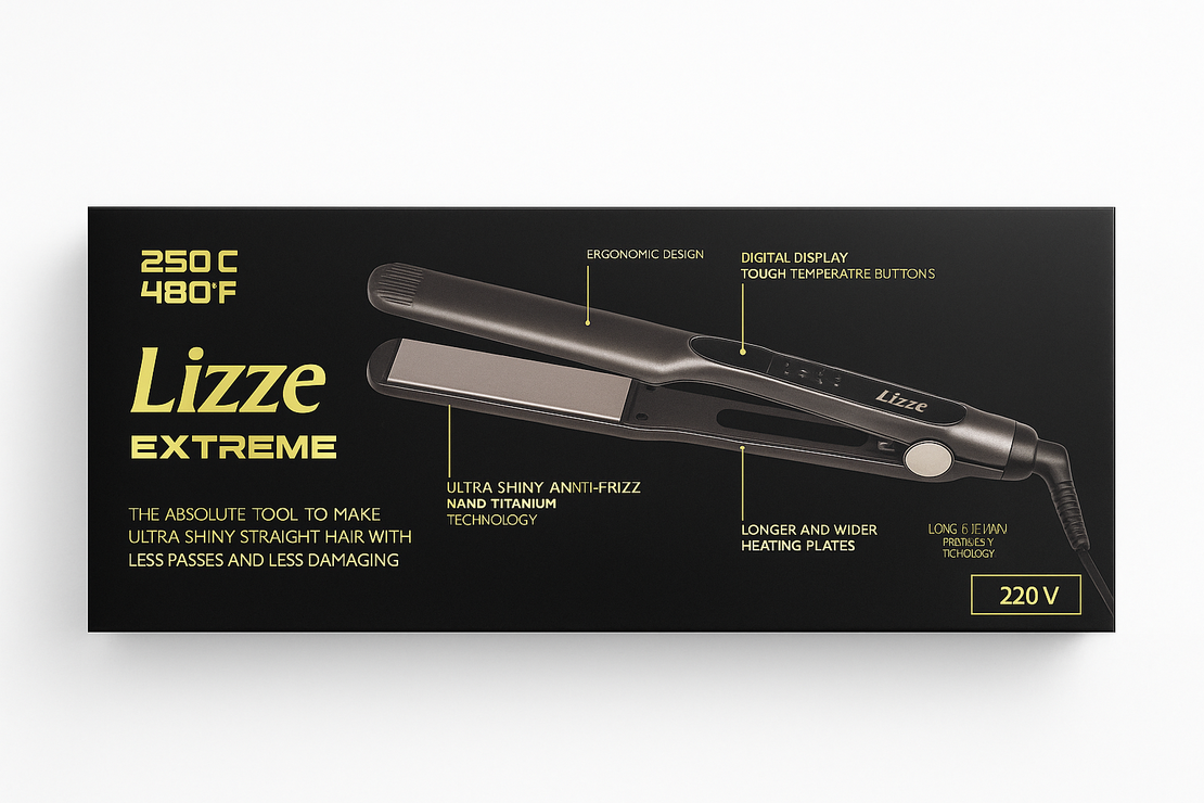 מחליק שיער דק 250 מעלות מקצועי  ליז אקסטרים Lizze Extreme