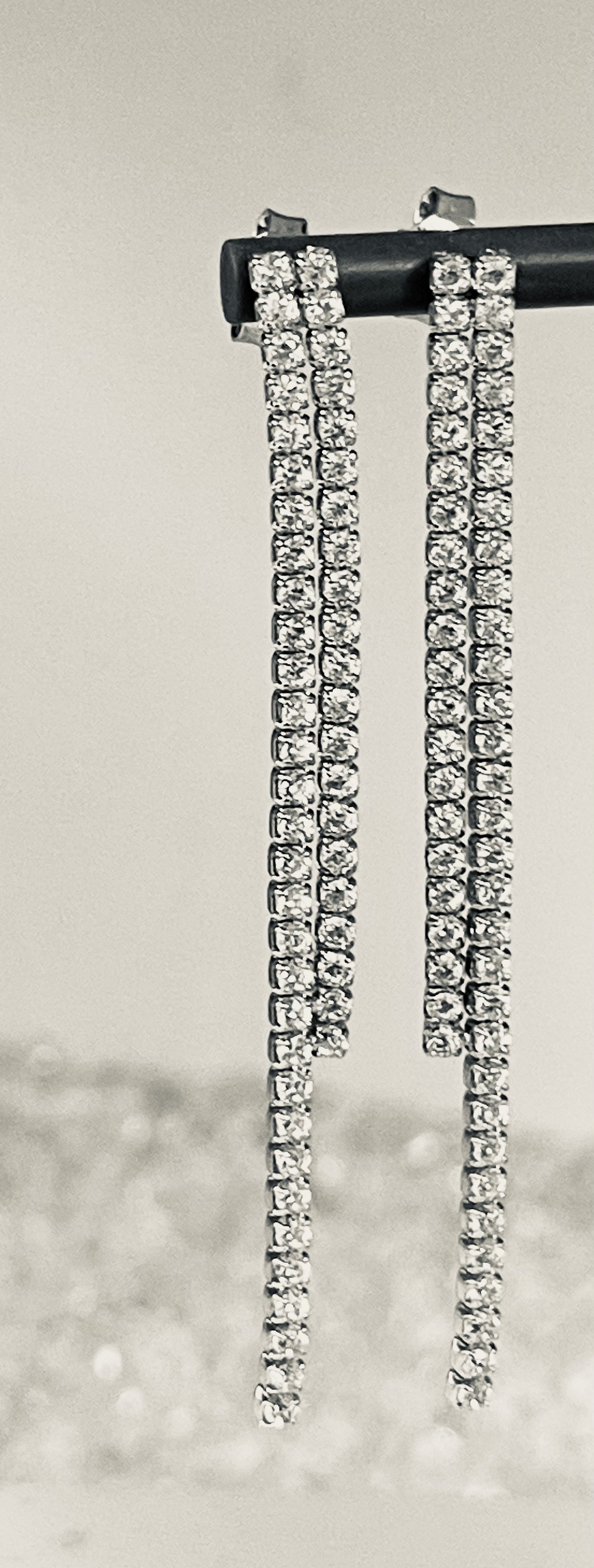 925 silver two-row tennis earrings