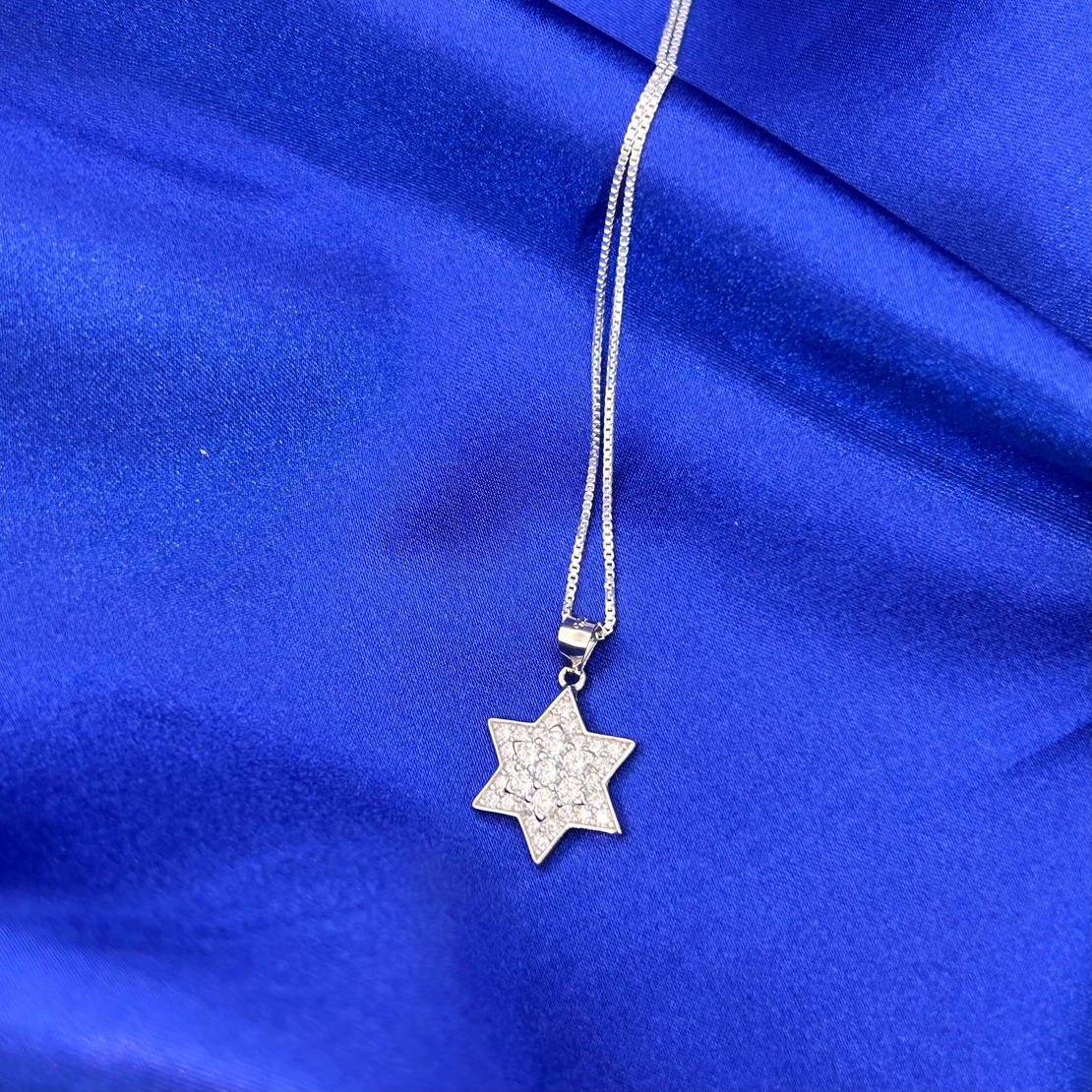 Inlaid silver Star of David pendant