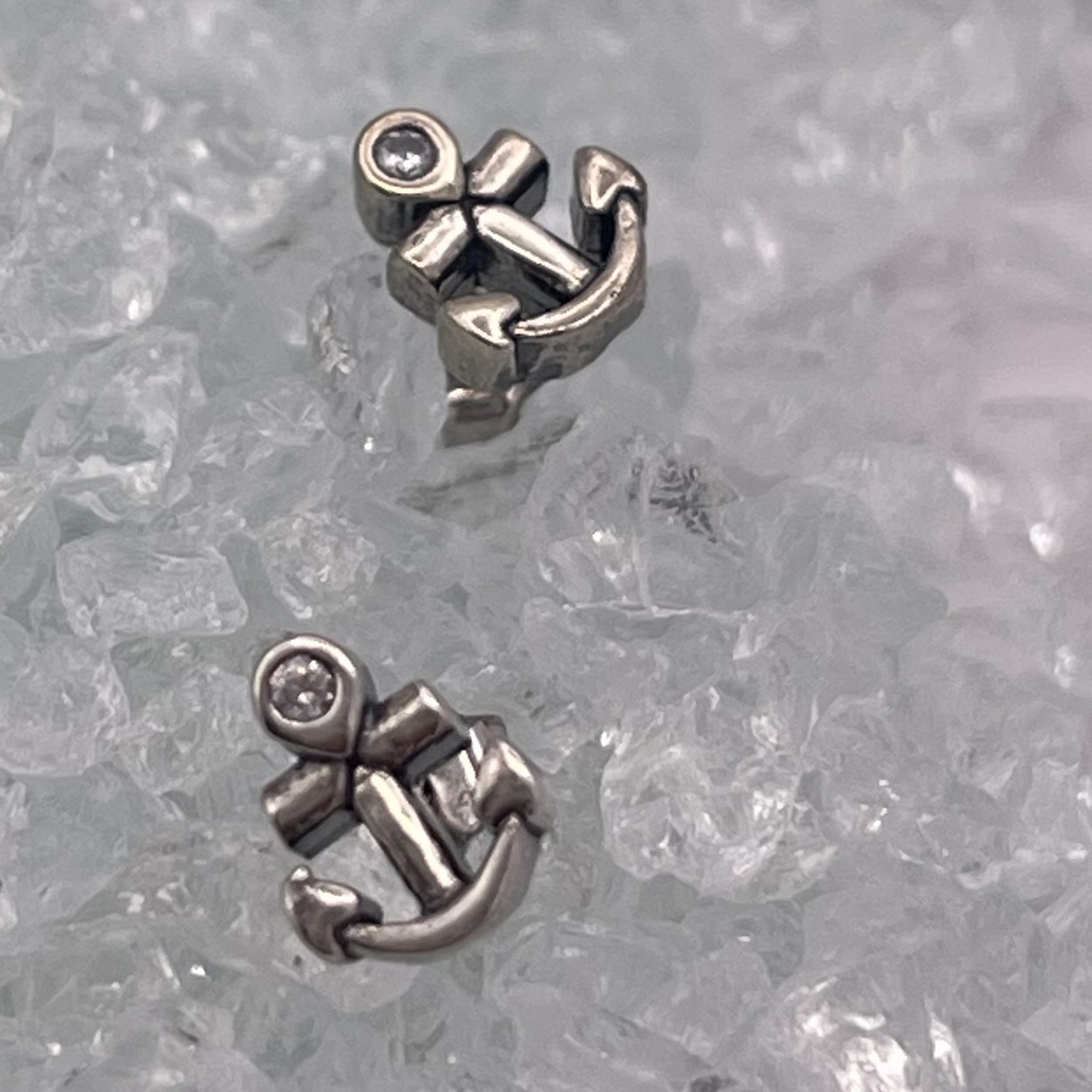 Silver anchor earrings