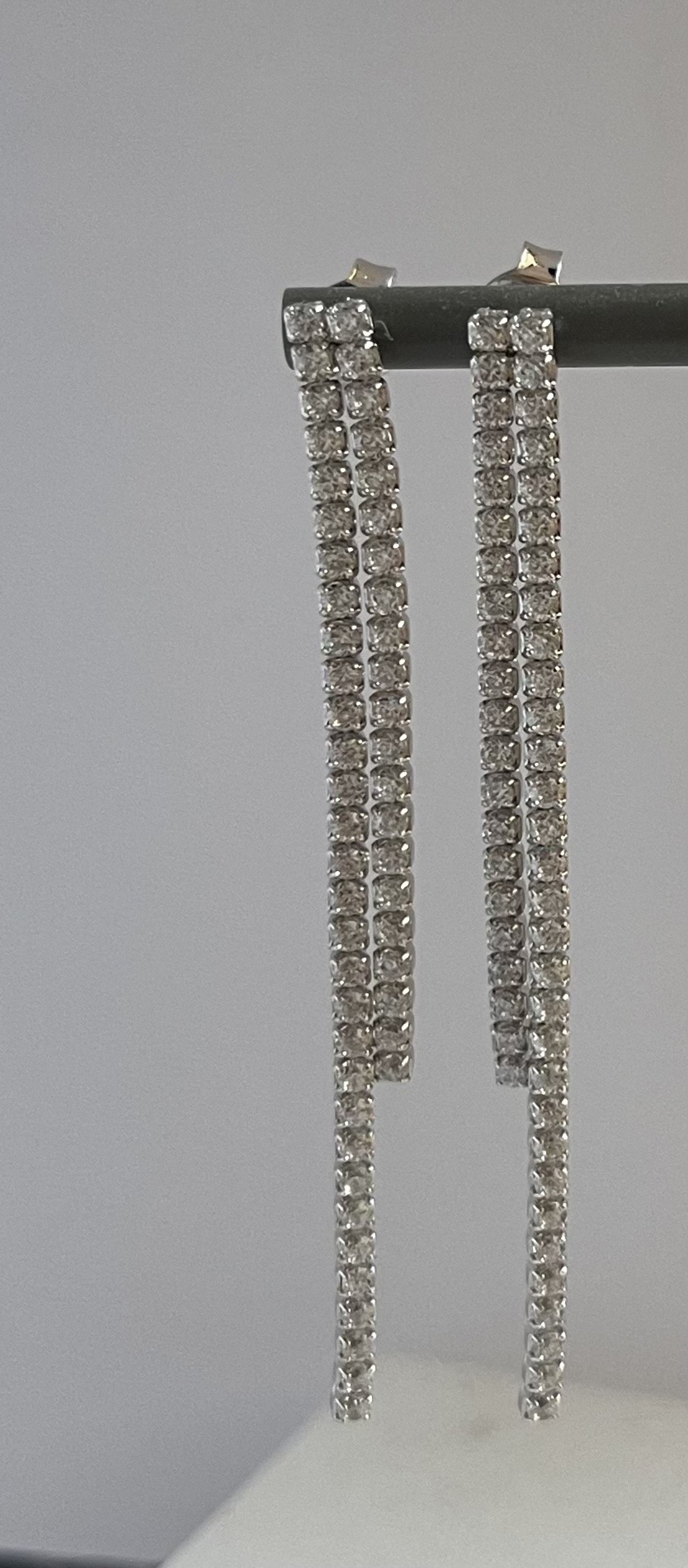 925 silver two-row tennis earrings
