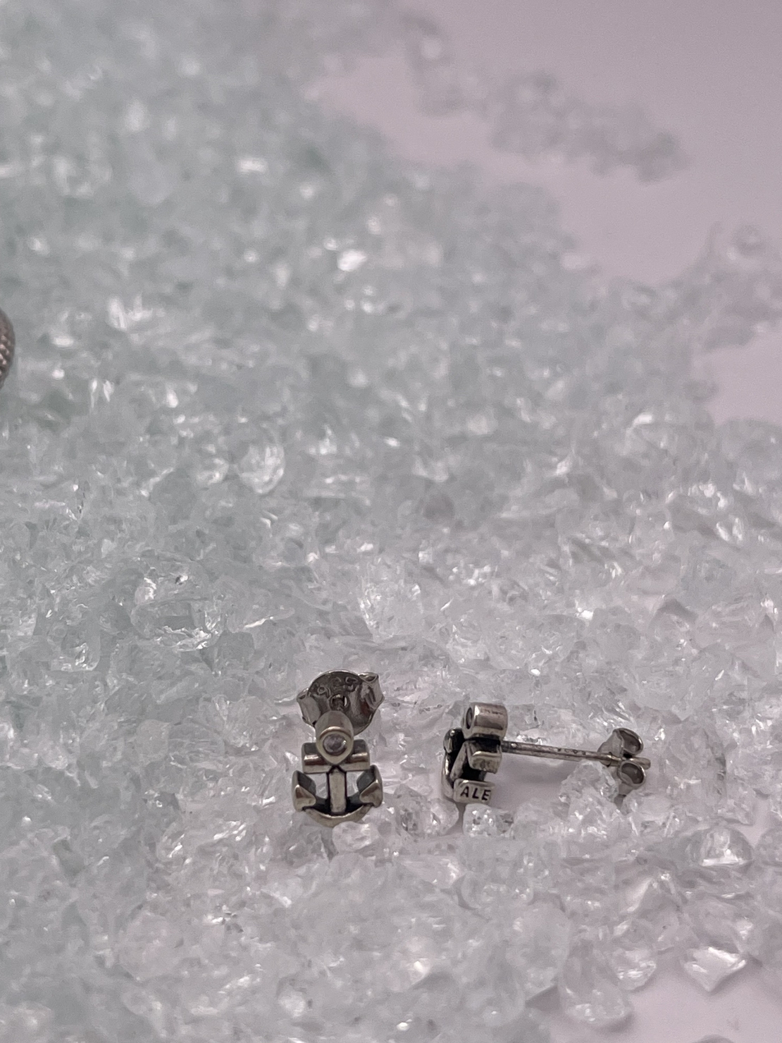 Silver anchor earrings