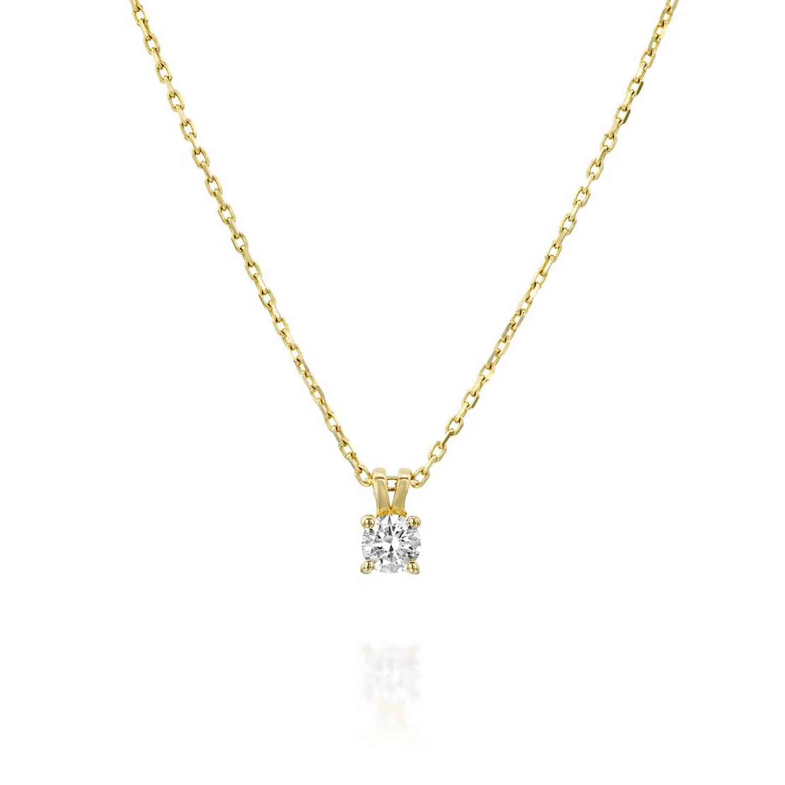 14K gold solitaire pendant central diamond 0.22ct