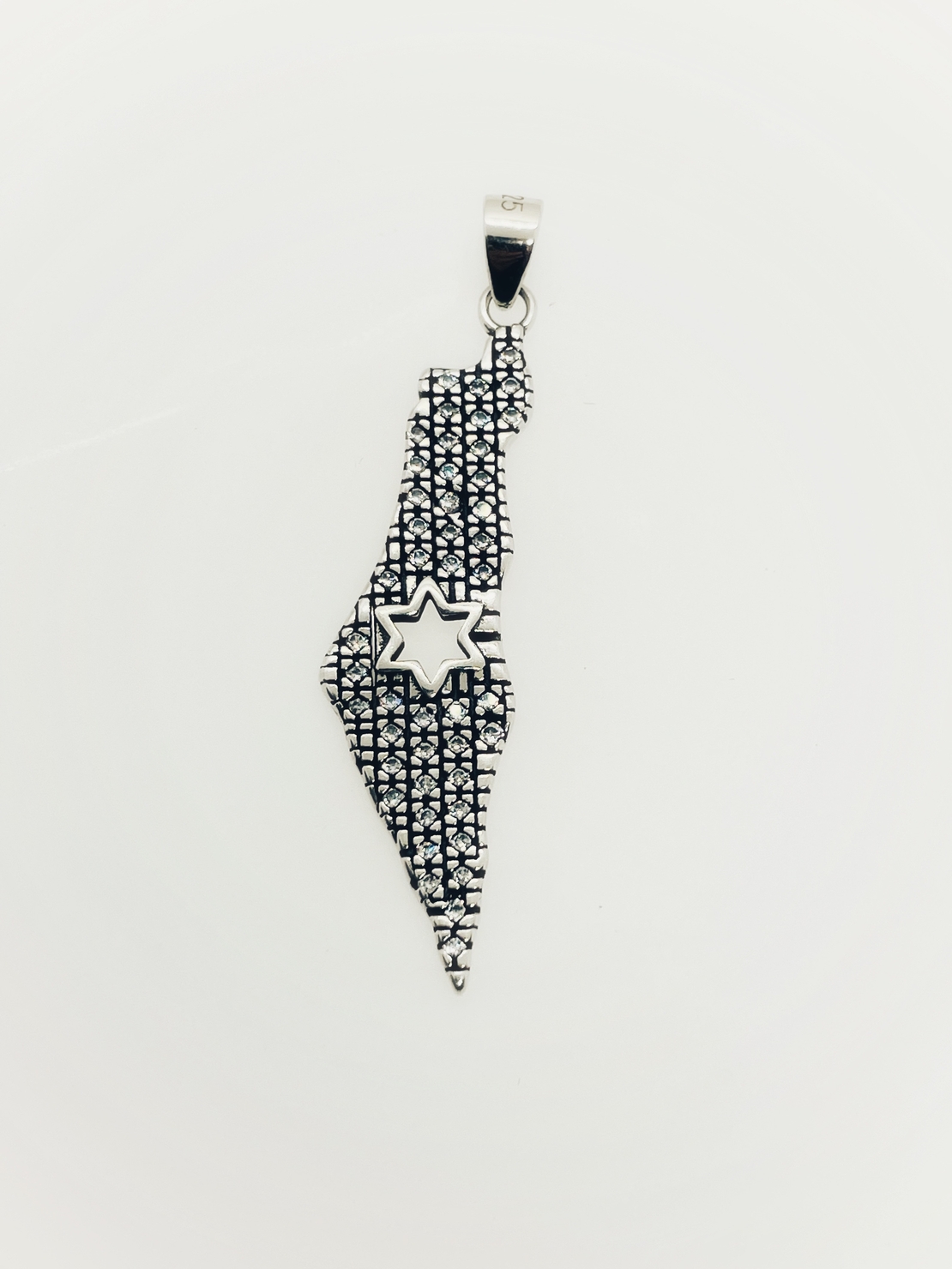 Land of Israel pendant with zircons with a Star of David in the center