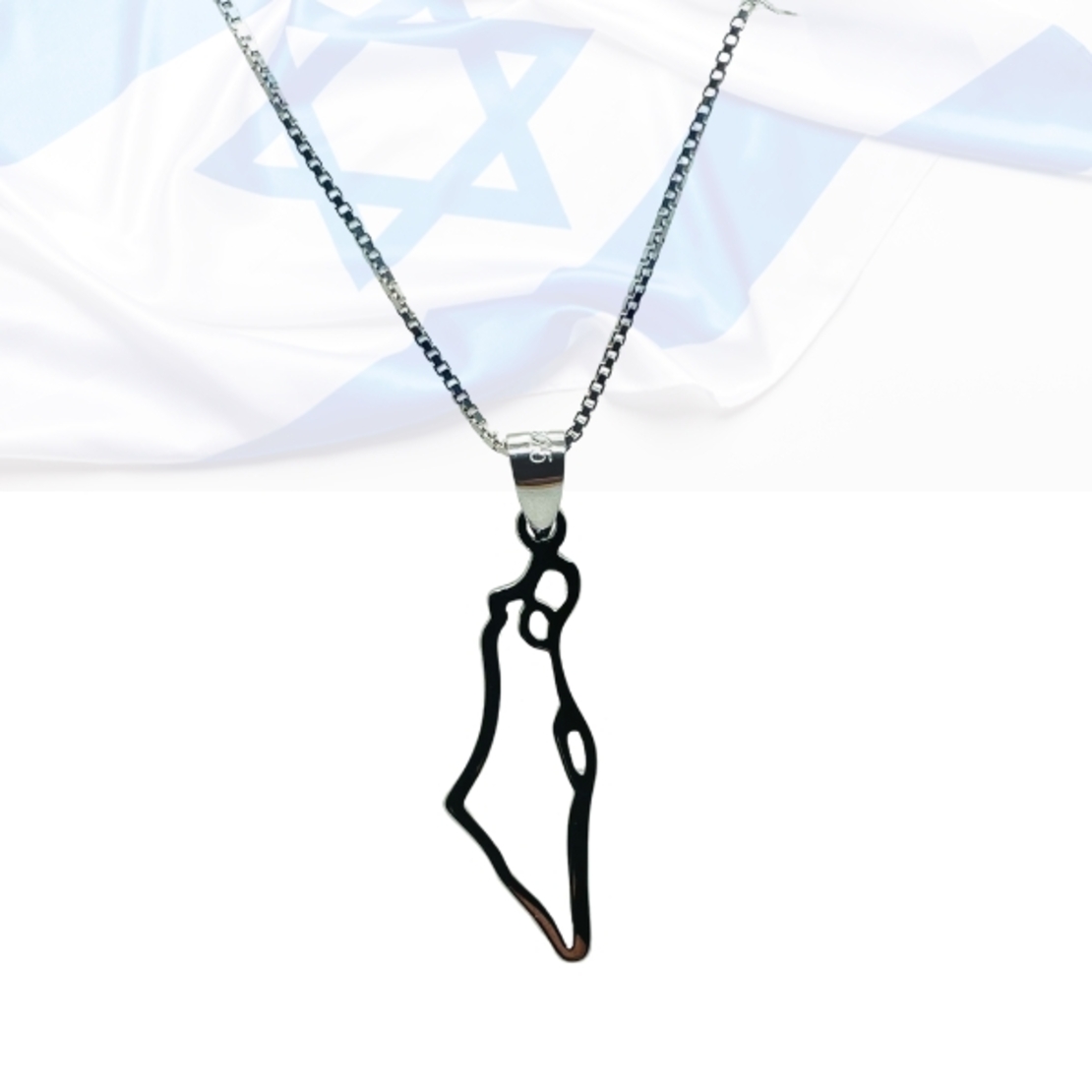 A small hollow map of Israel pendant