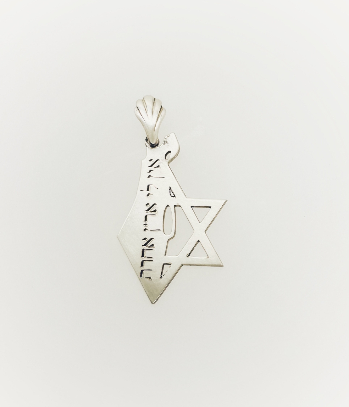 The Land of Israel pendant and half of the Star of David on the outside, silver