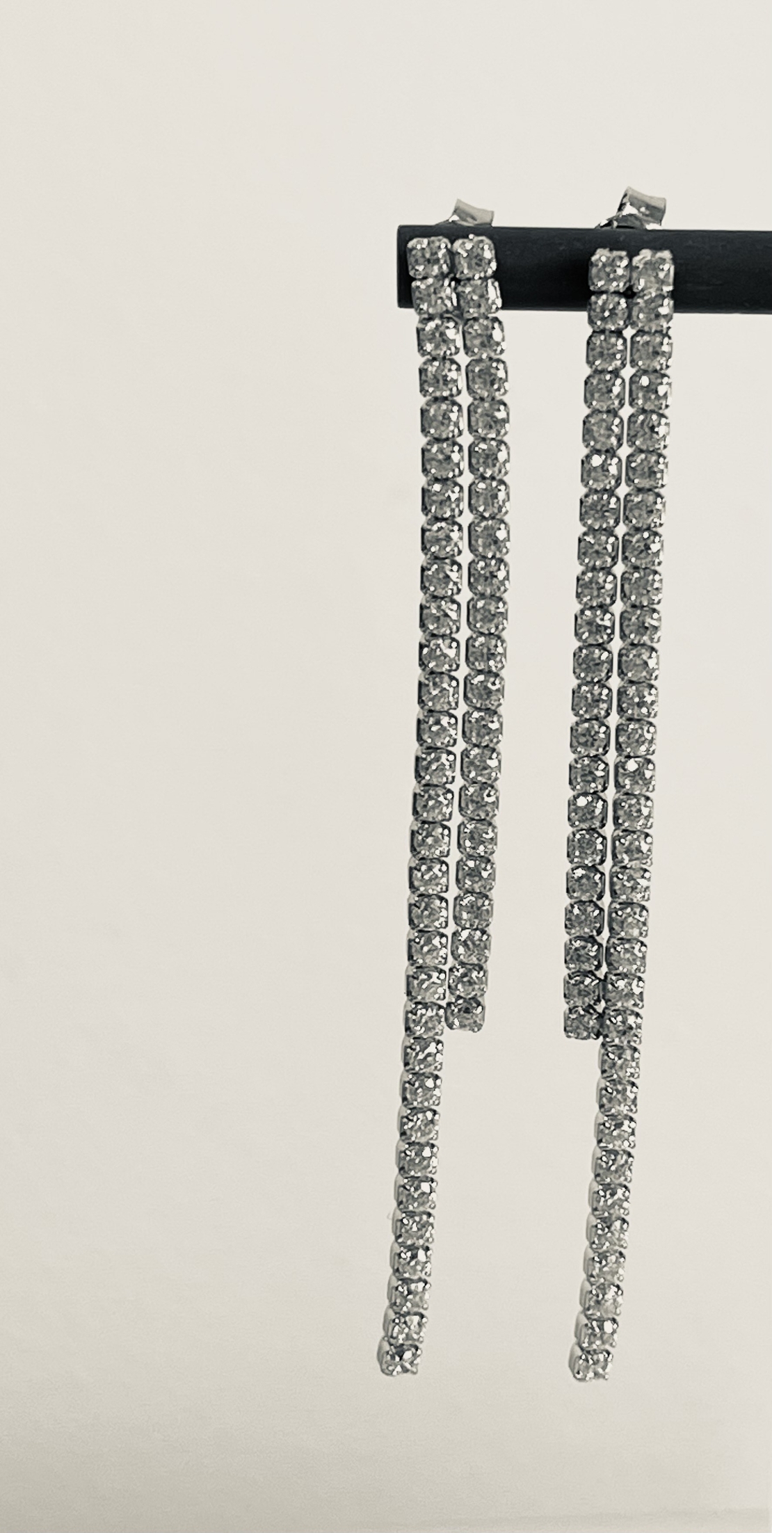 925 silver two-row tennis earrings