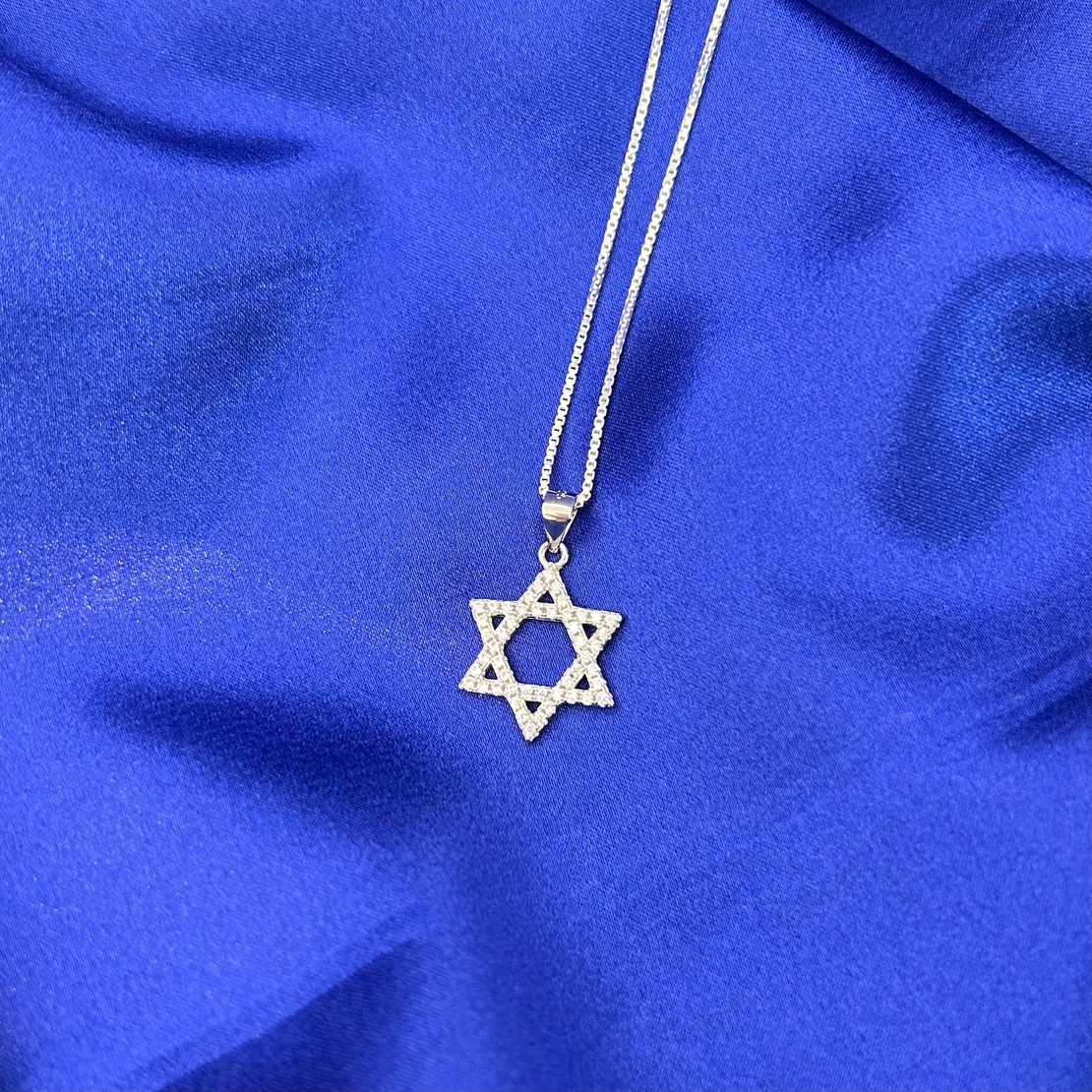 Star of David 925 silver pendant studded with zircons