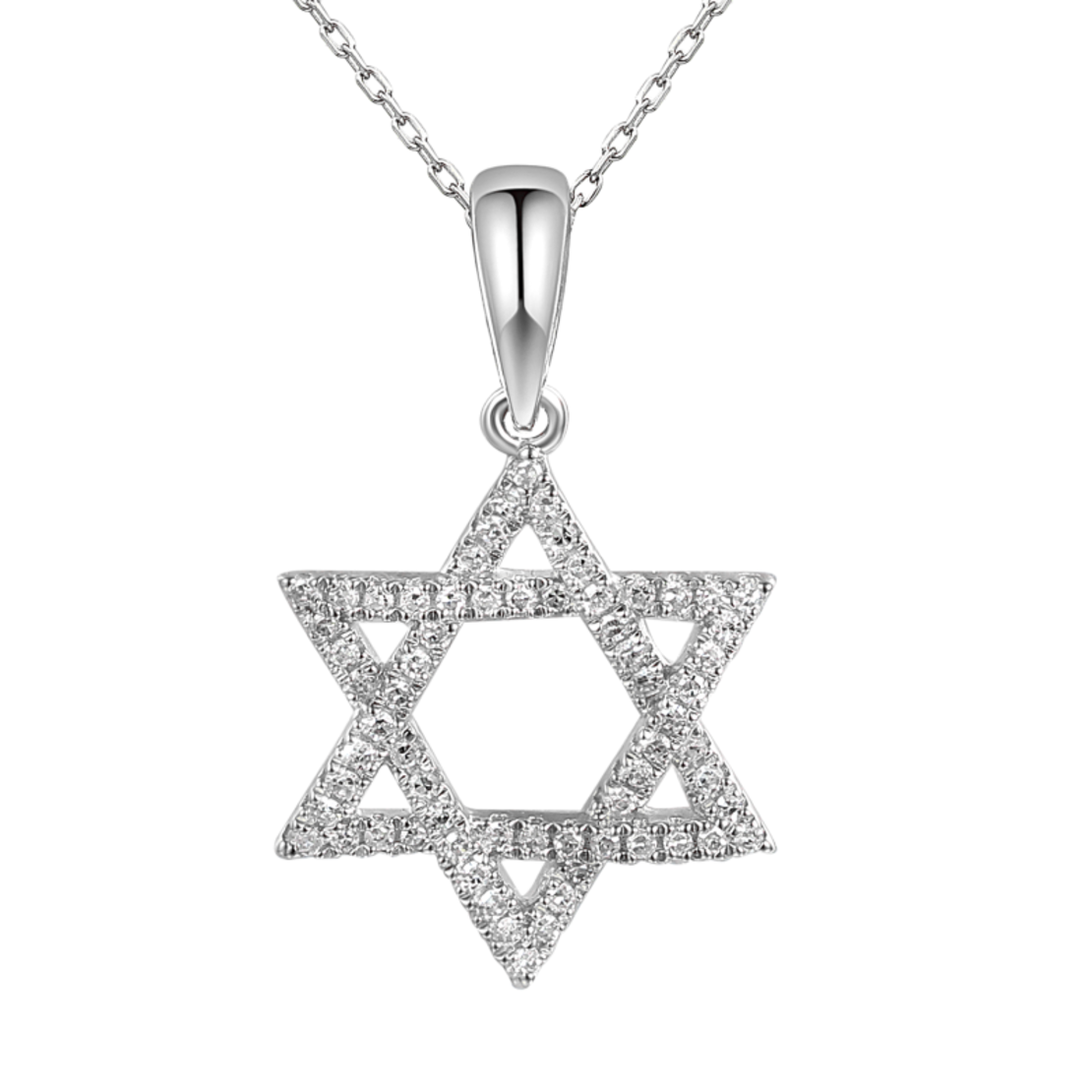 White gold Star of David necklace with diamonds