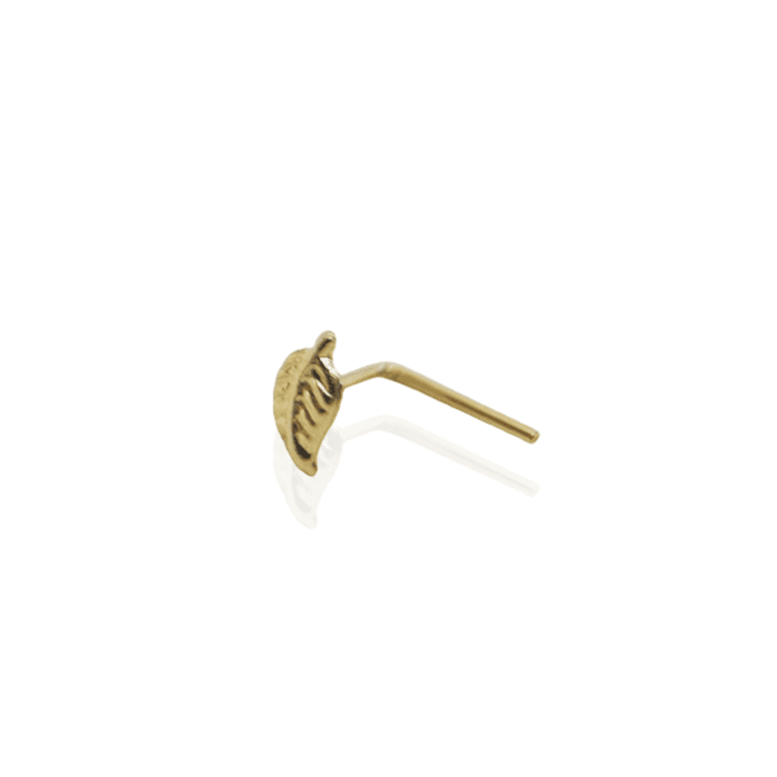 14K gold single bent prong piercing leaf design