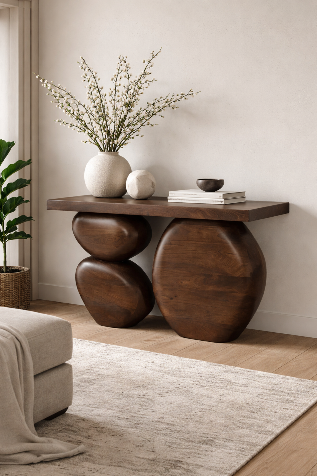 קונסולה אלפנט – קונסולת עץ בעיצוב פיסולי יוקרתי