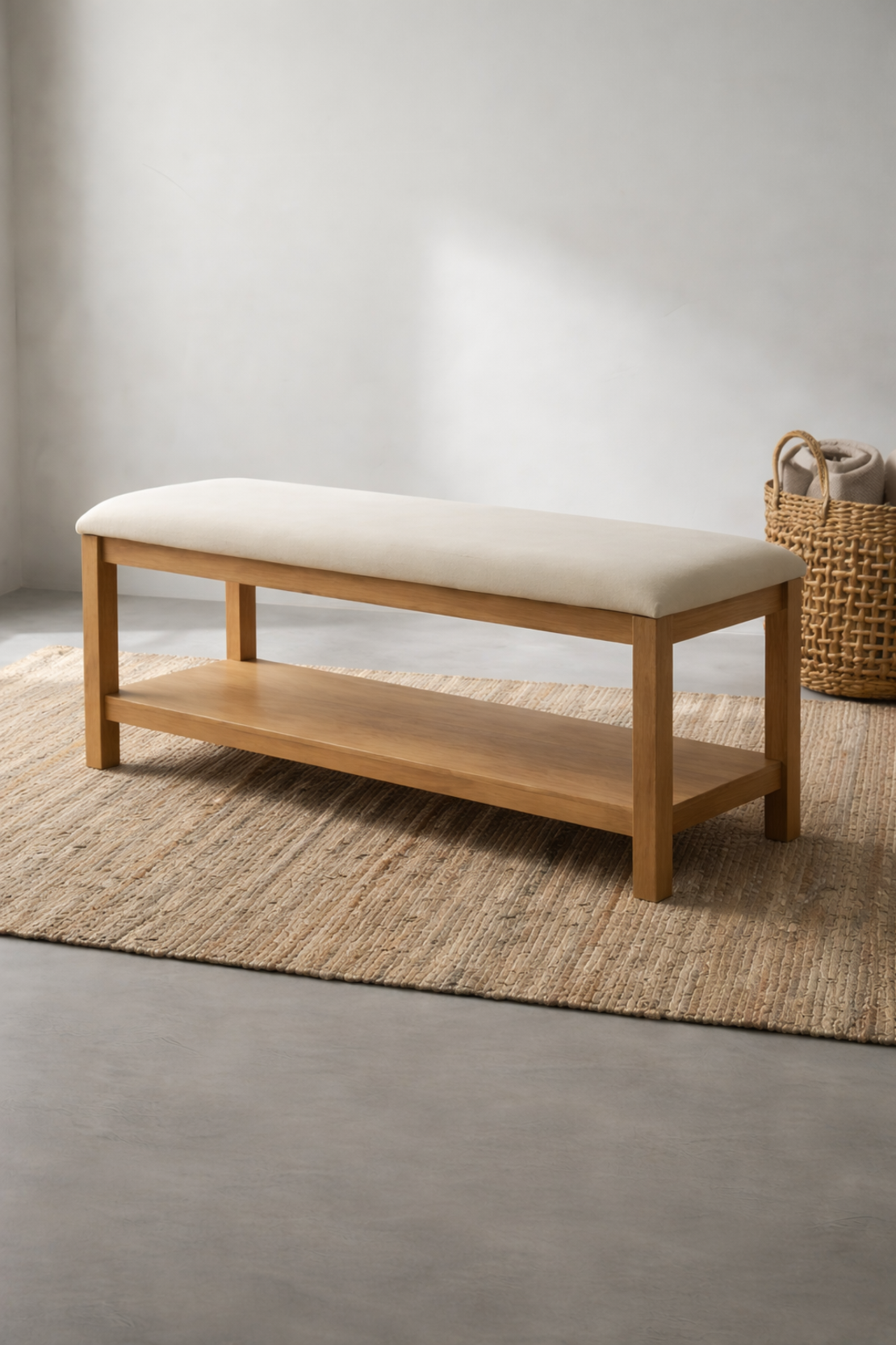 ספסל עץ וינה עם ריפוד טבעי