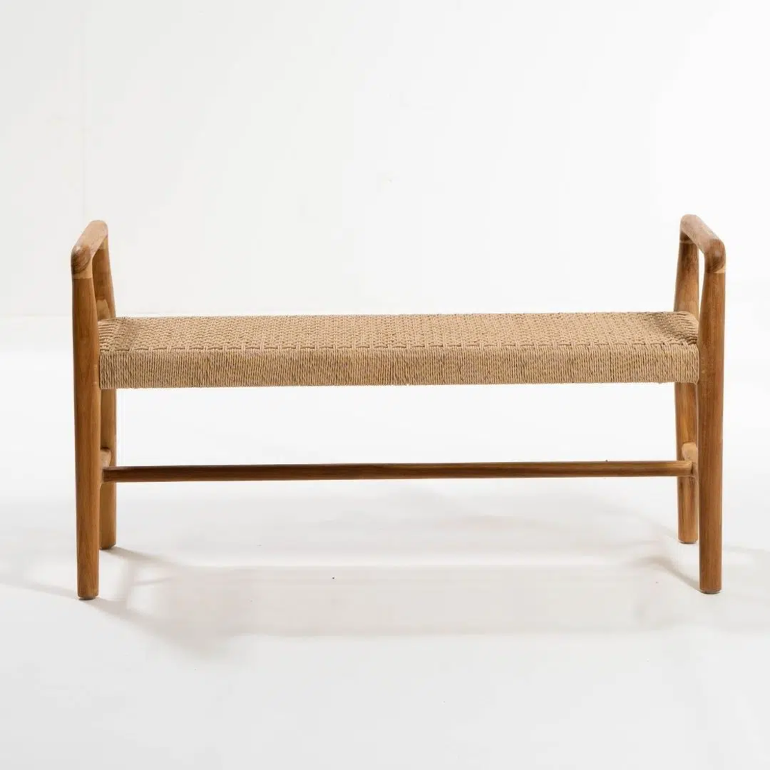 Meno ספסל מעץ טיק וראטן סינטטי