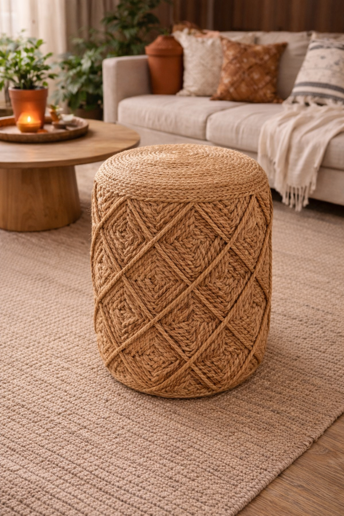 הדום ישיבה מעוצב מראטן טבעי – דגם 0242