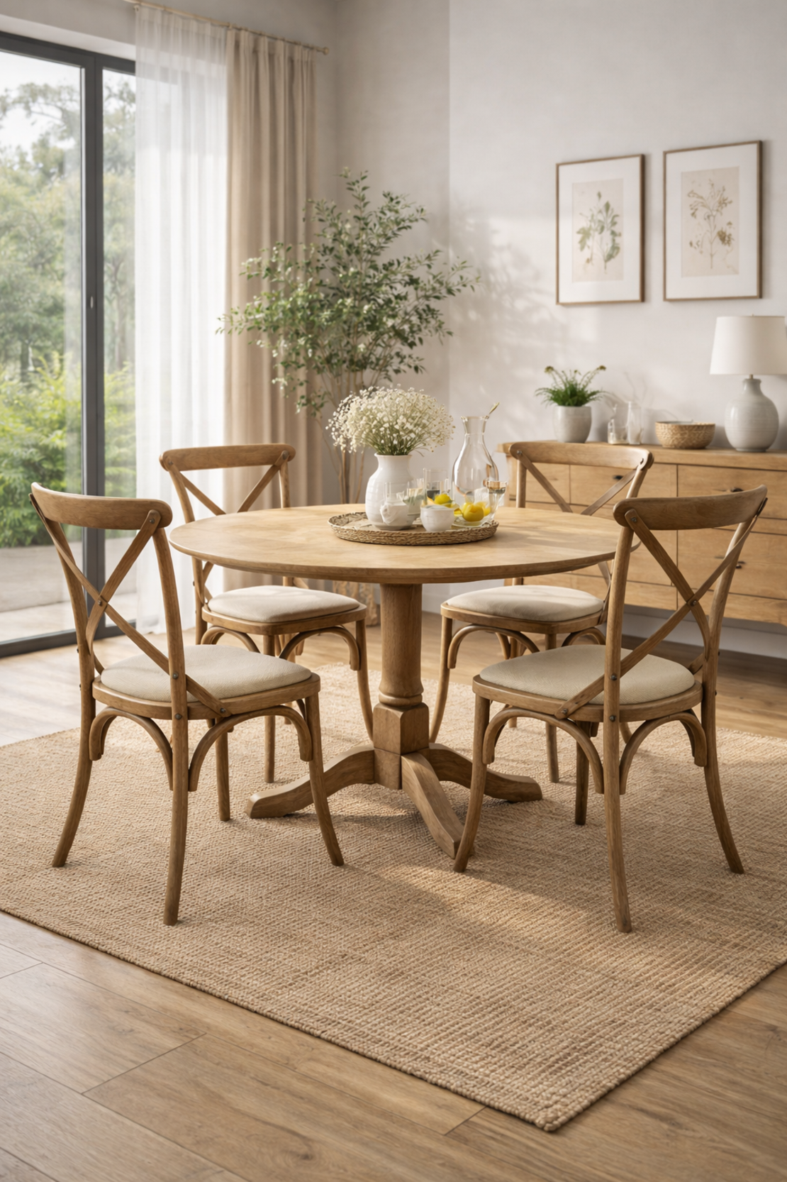 כיסא אוכל מעץ אלון מלא – מושב מרופד