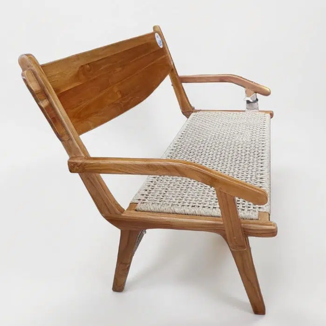 Marquez ספסל מעץ טיק וראטן סינטטי