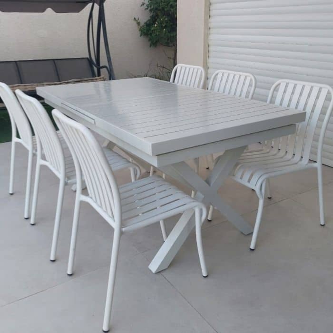 Linen שולחן אלומיניום לבן 160 ס״מ