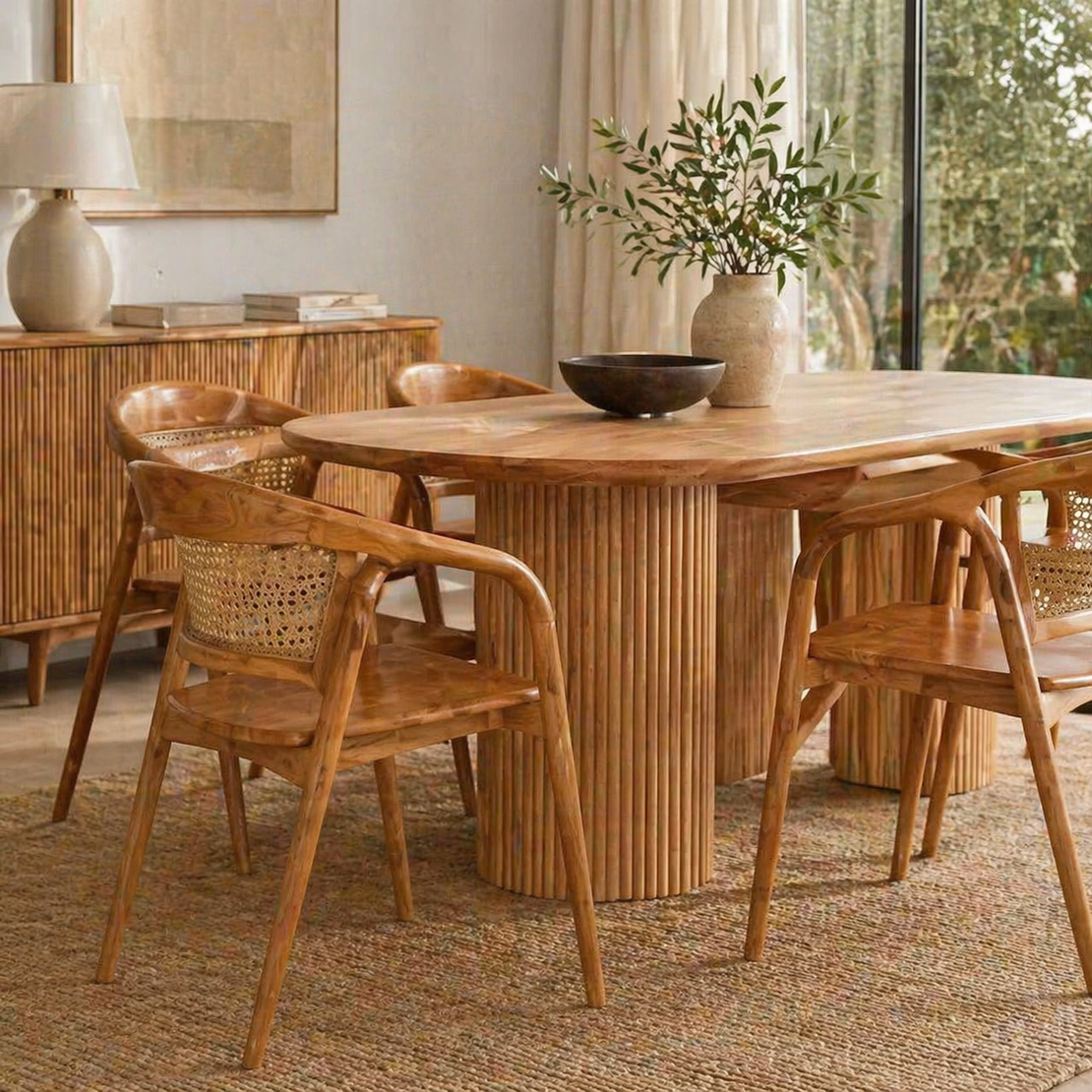 Sally Rattan כסא אוכל מעץ טיק