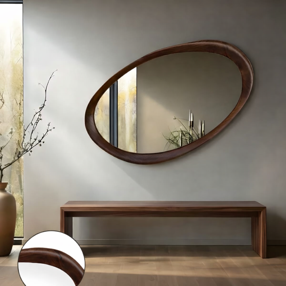 מראת פורמה אובלית מעץ אגוז מלא