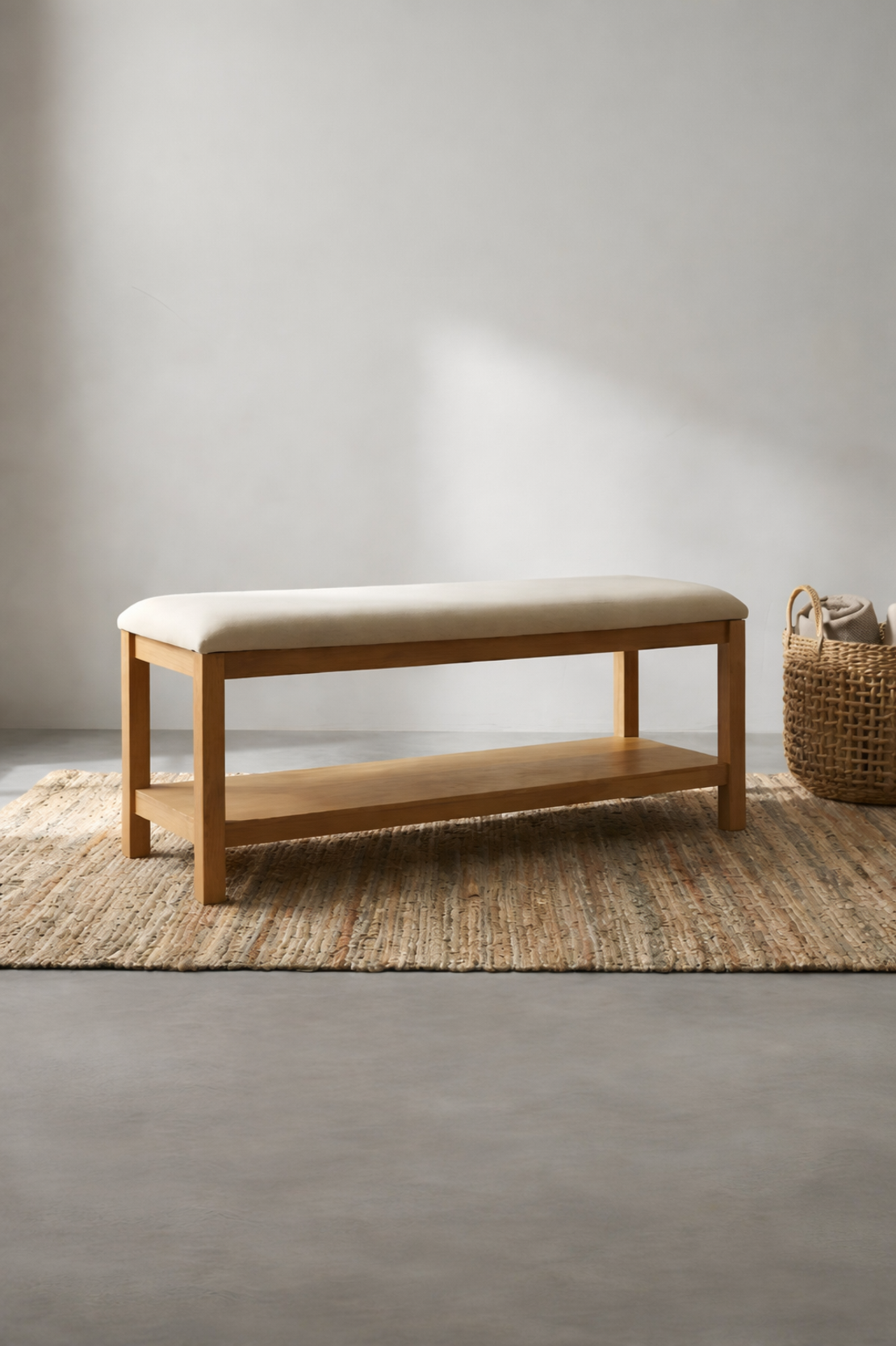 ספסל עץ וינה עם ריפוד טבעי