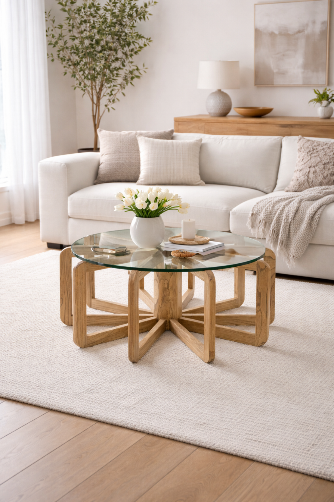 שולחן סלון סאנדי זכוכית