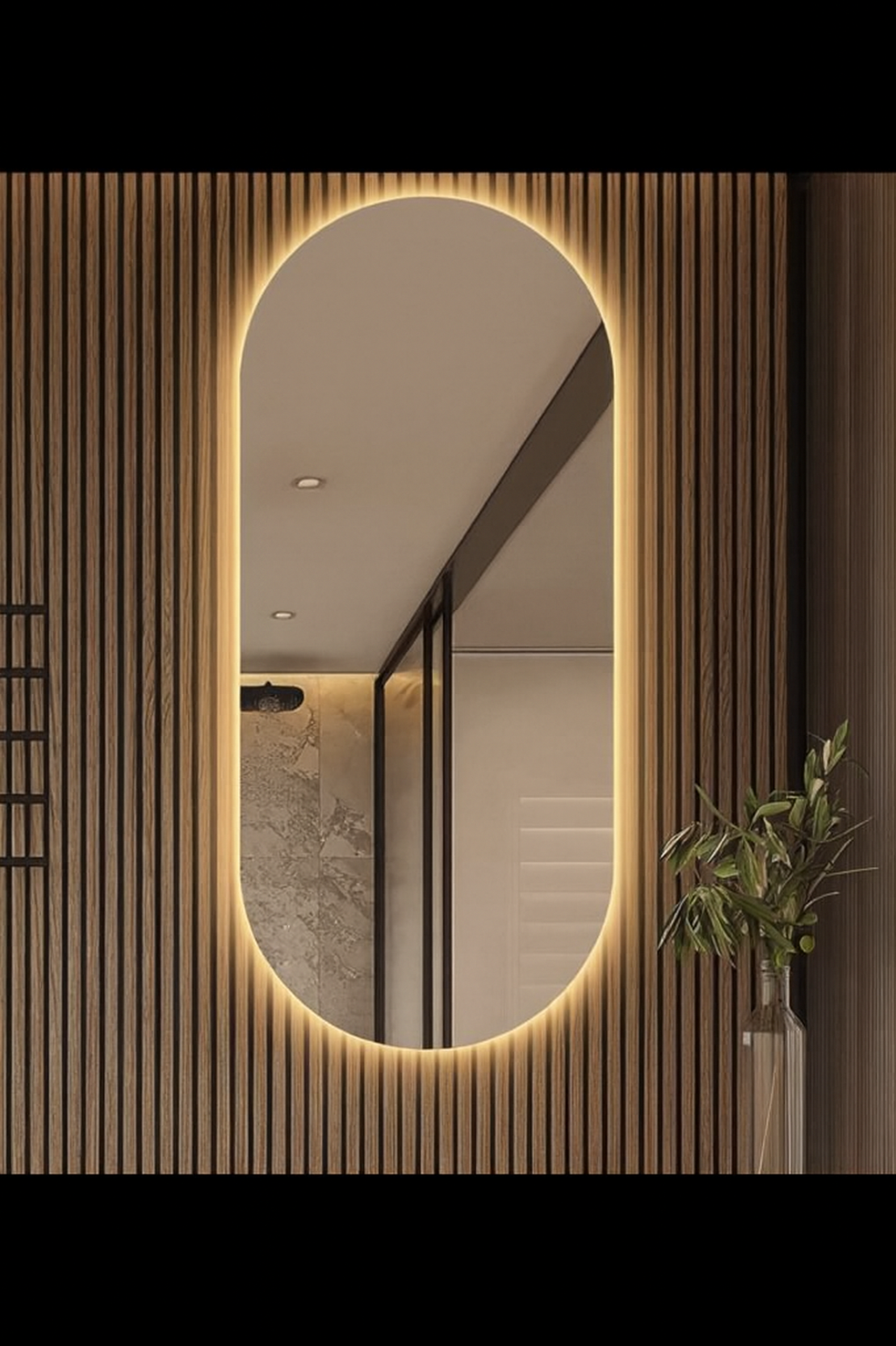 מראה אובלית יוקרתית בעיצוב מודרני ונקי