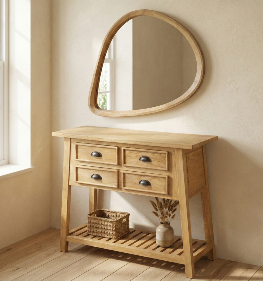 קונסולה עשויה עץ אלון מלא  ELWOOD