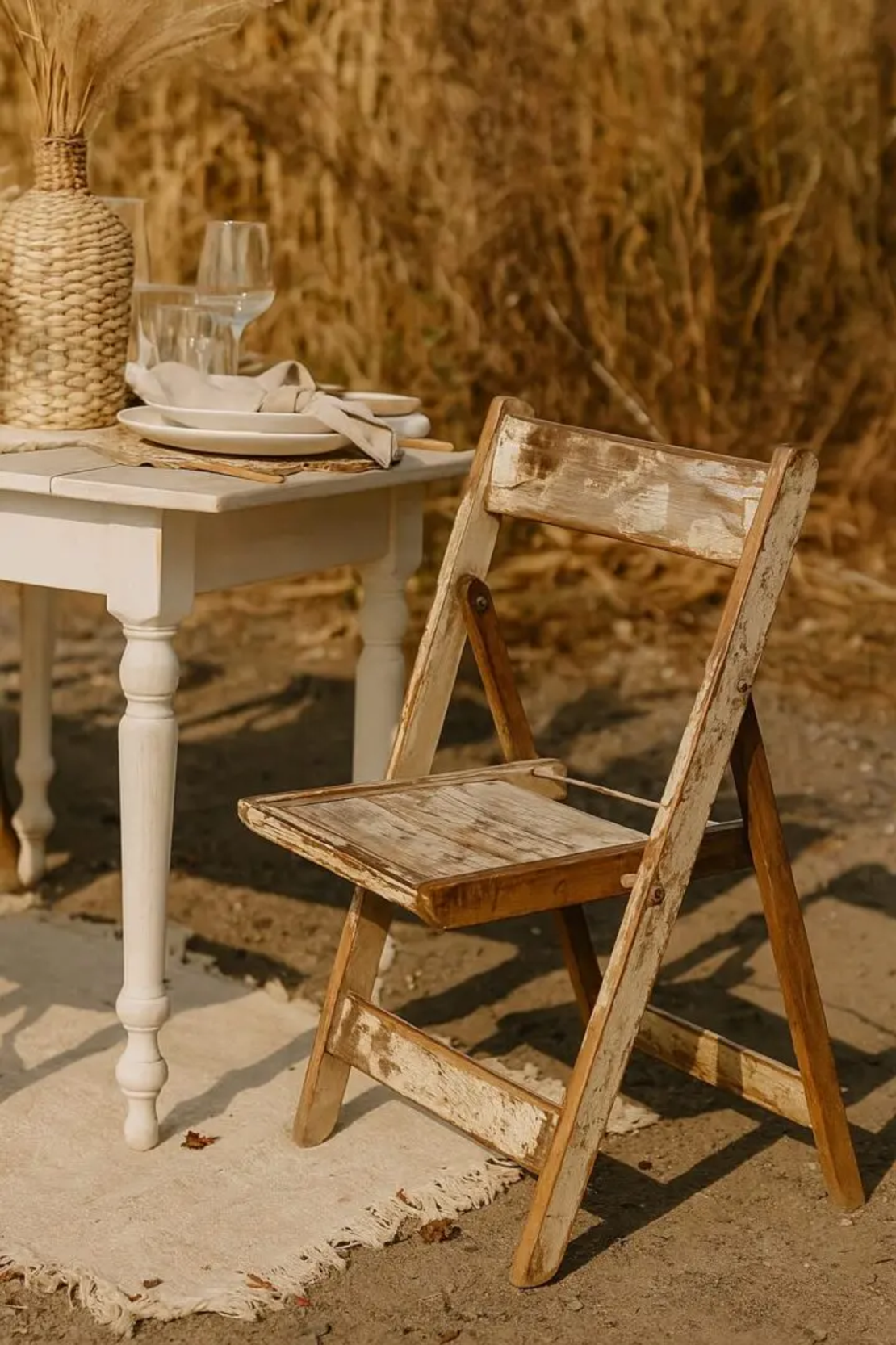 כיסא מתקפל מעץ ממוחזר