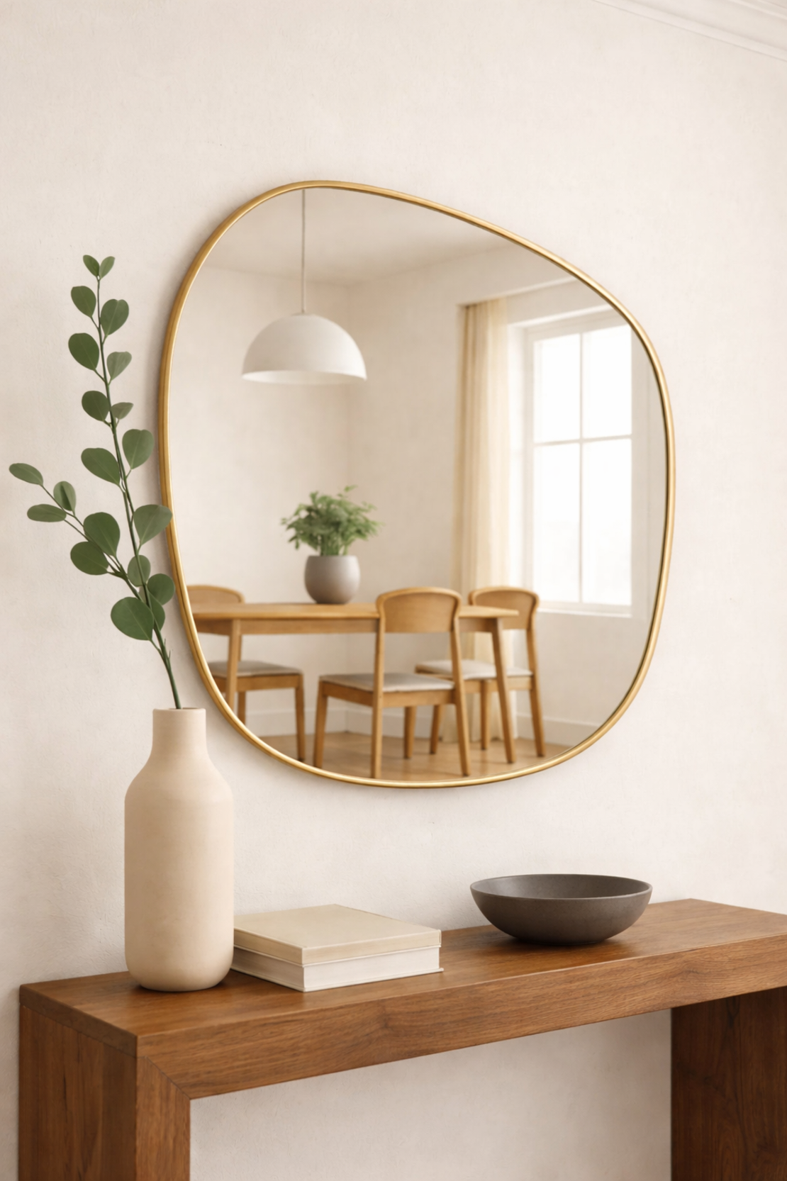 מראה מעוצבת א-סימטרית עם מסגרת זהב דגם 7790