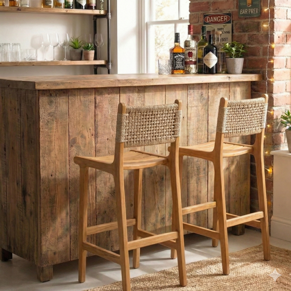 כסא בר מעץ טיק דגם ברונו