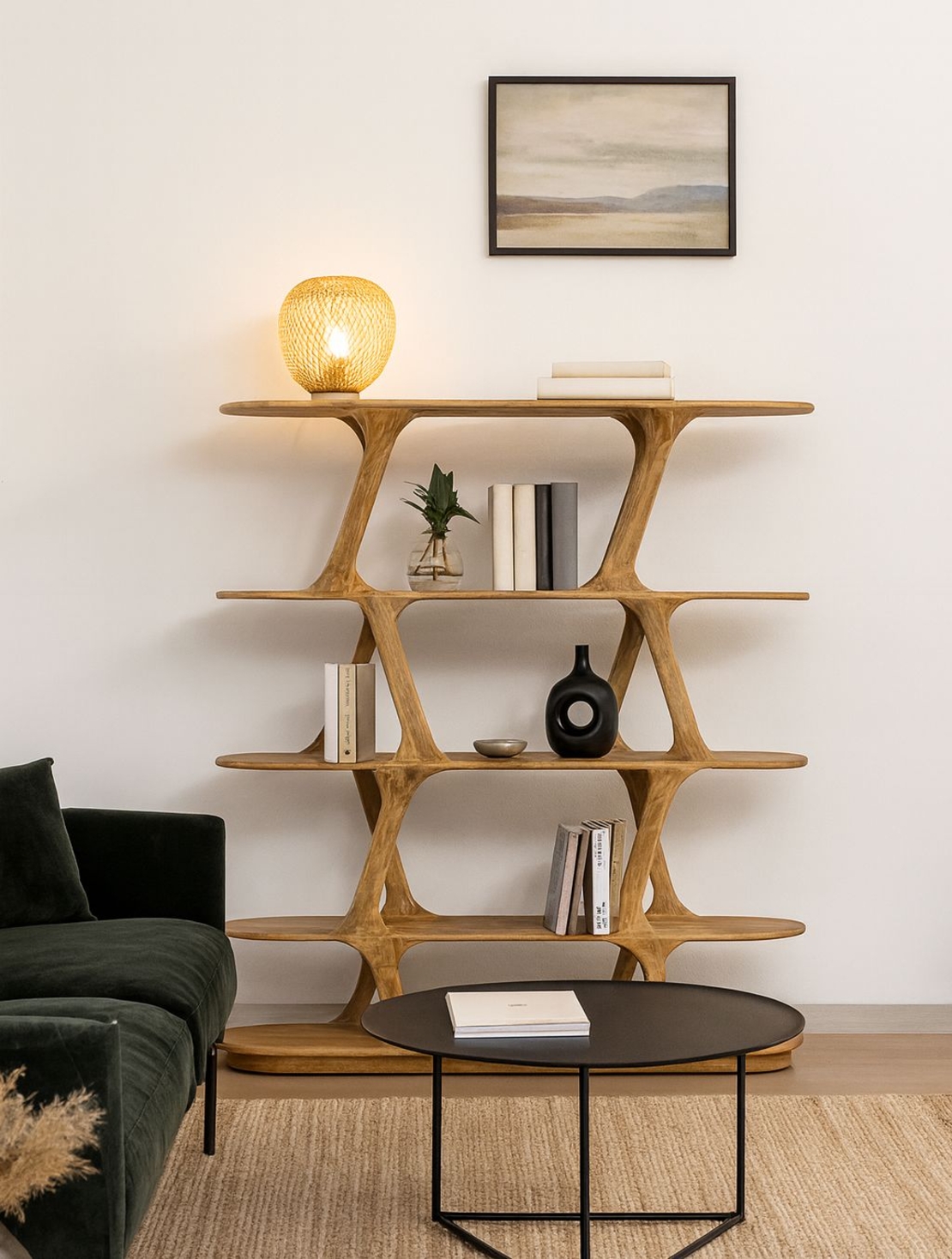 ספריית עץ דגם איזבל – עיצוב טבעי ומרשים