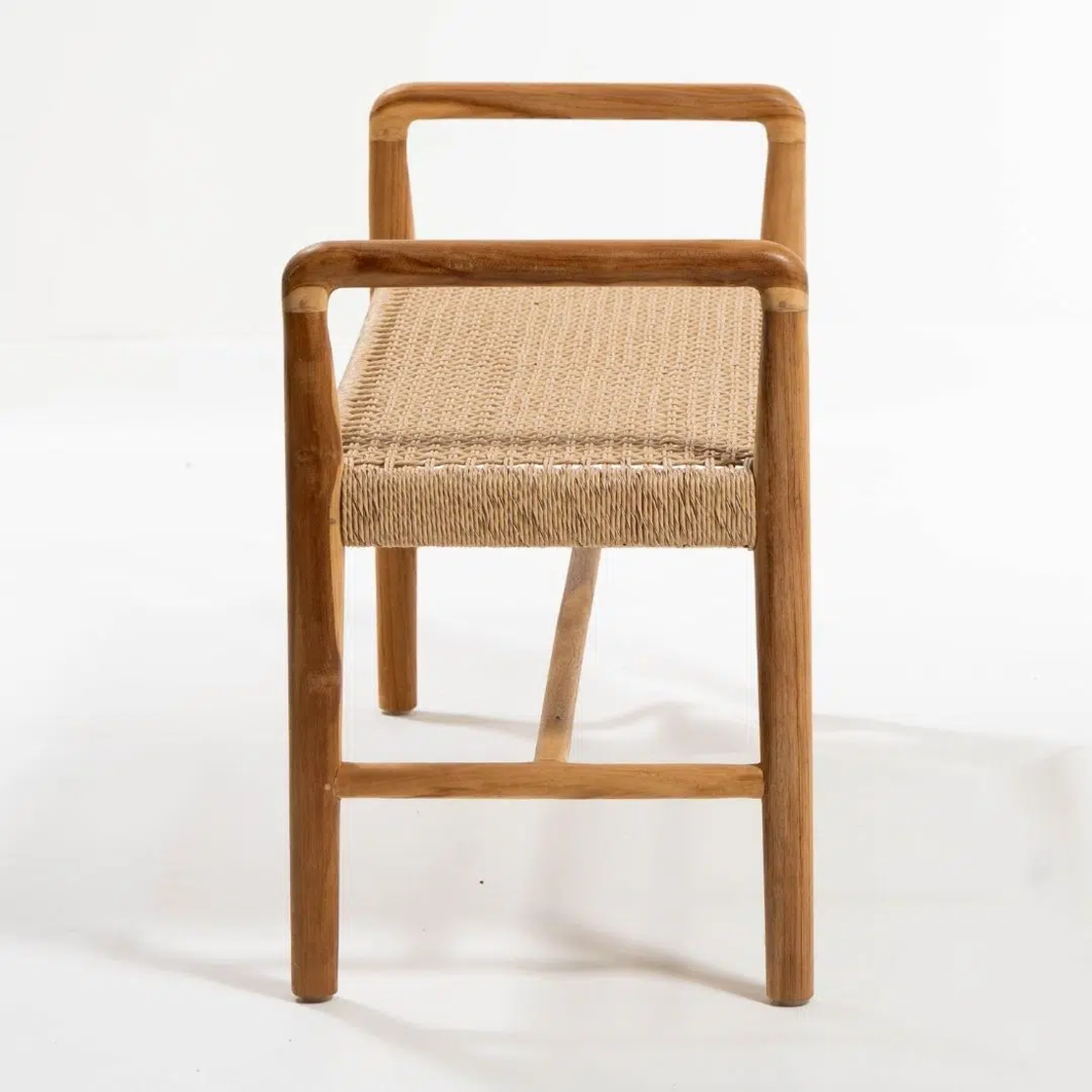 Meno ספסל מעץ טיק וראטן סינטטי