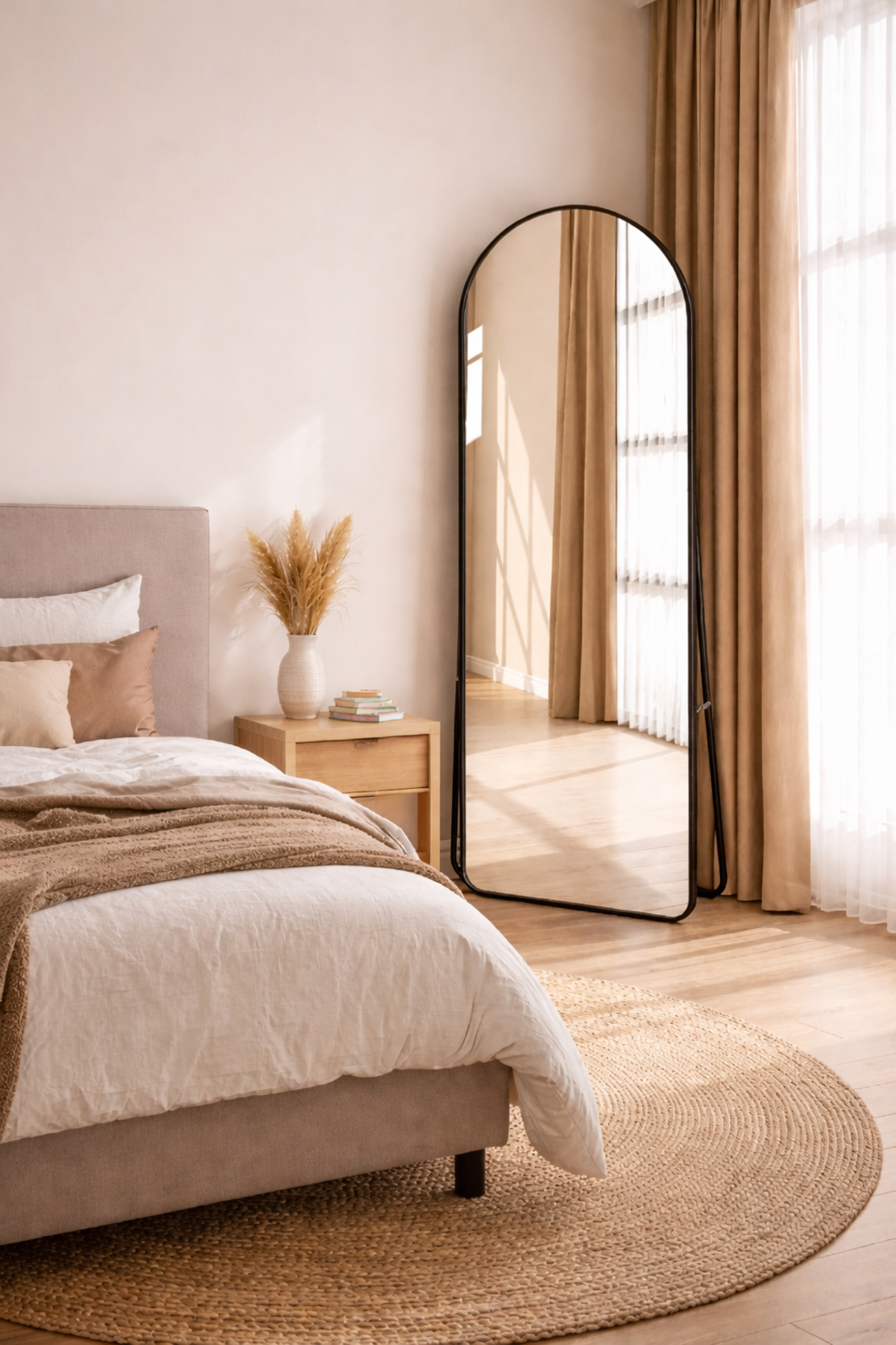 מראה רצפתית קשתית מעוצבת – דגם מודרני