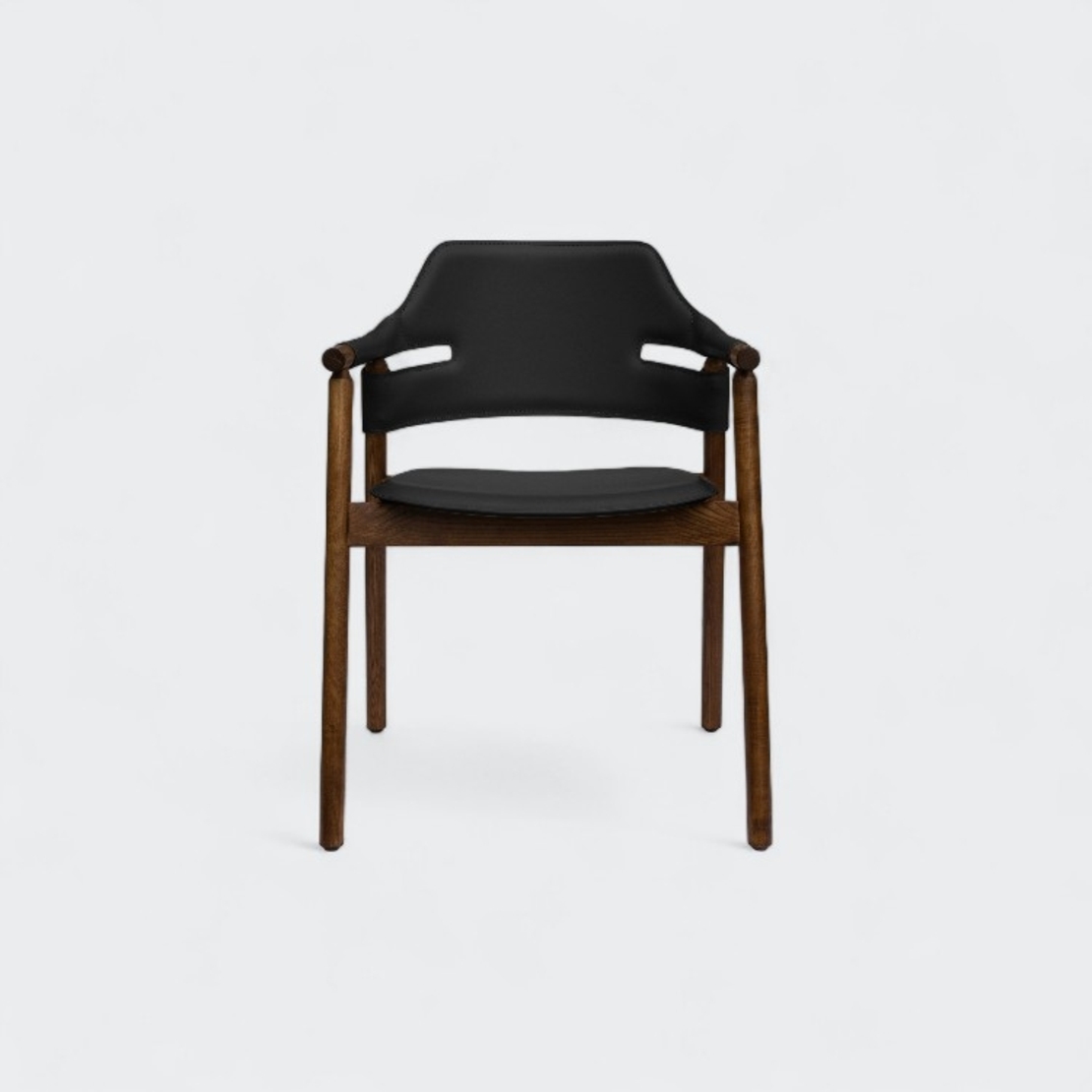 כסא אוכל סלינה שחור+ידיות עור