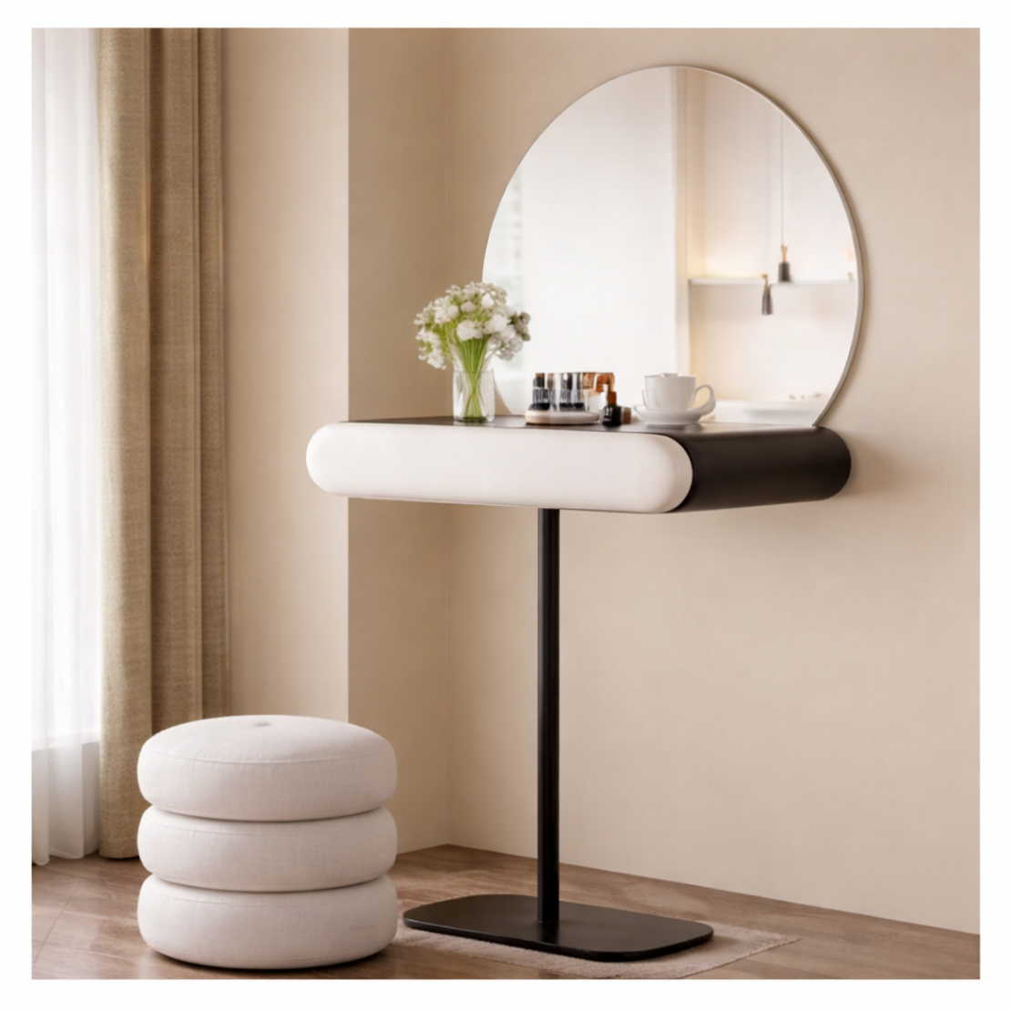 שידת איפור מעוצבת עם מראה לד וכיסא – דגם איתן (הזמנה מוקדמת)