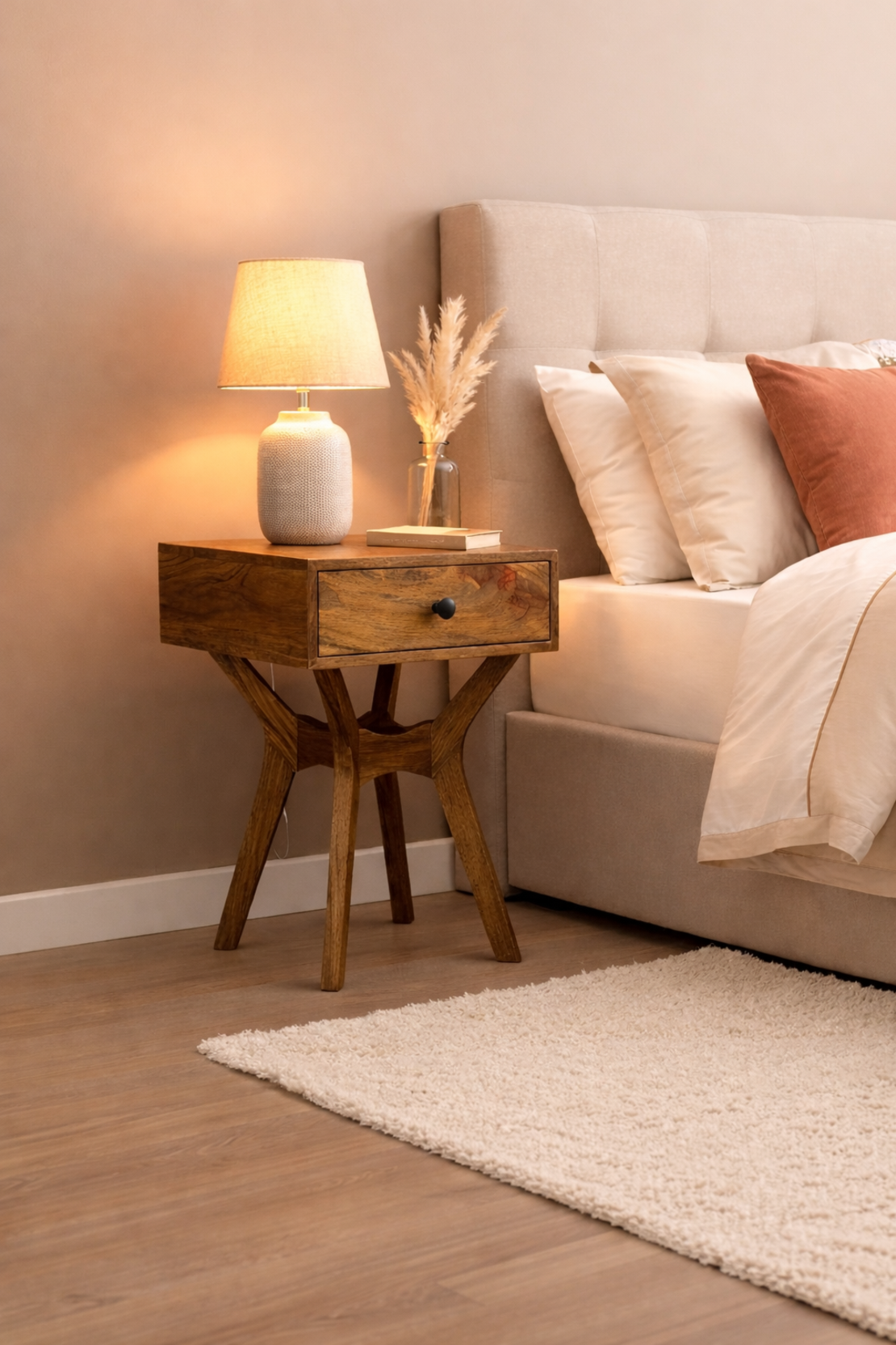 שידת לילה מעוצבת מעץ טבעי – דגם 7922