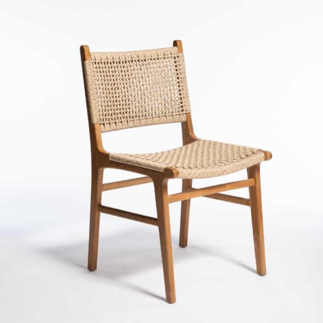 Jepara teak כסא אוכל מושב עץ טיק וראטן סינטטי