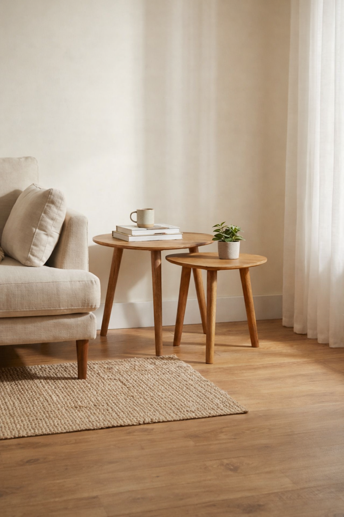 סט שולחנות סלון עץ מנגו מלא – סטייל טבעי יוקרתי -1054