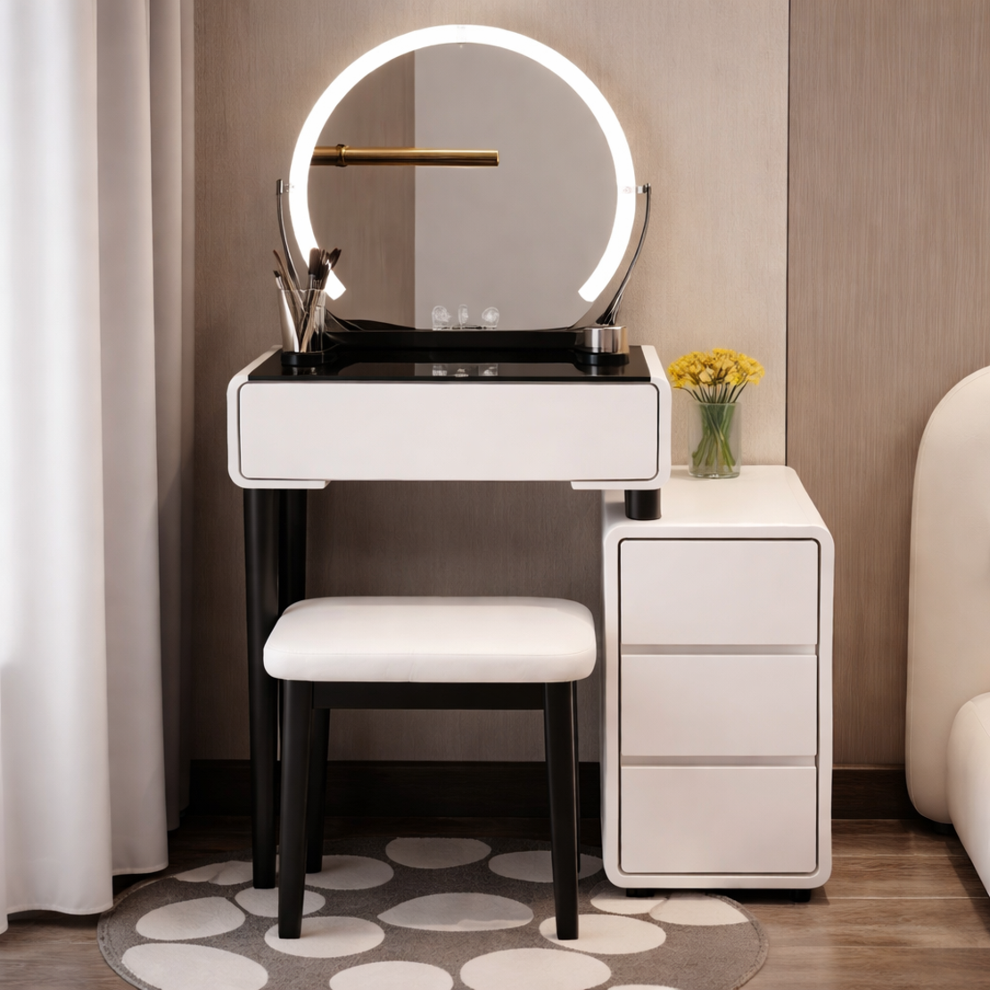 שידת איפור קומפקטית עם מראה וכיסא – דגם עמית(הזמנה מוקדמת)