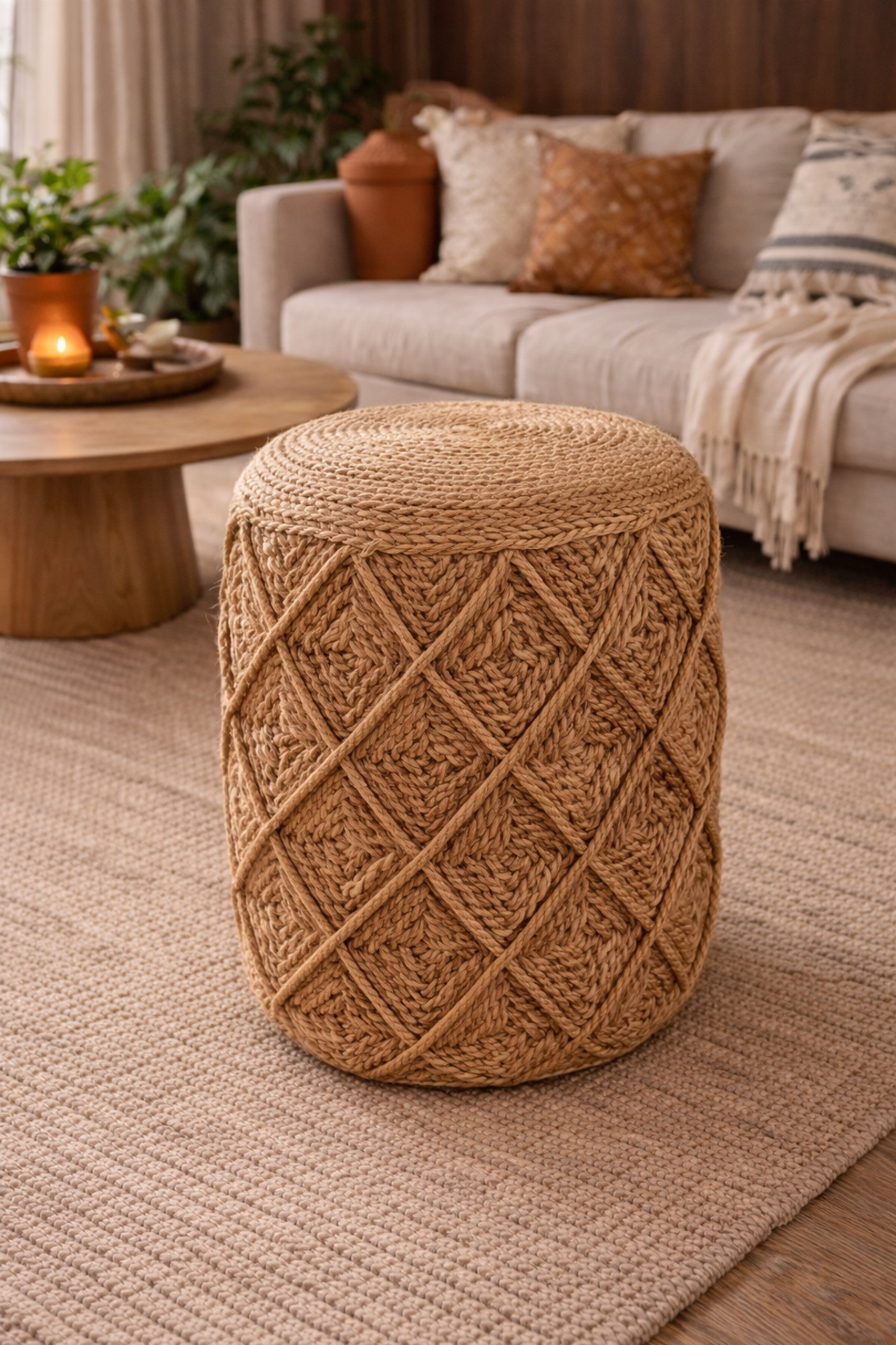 הדום ישיבה מעוצב מראטן טבעי – דגם 0242