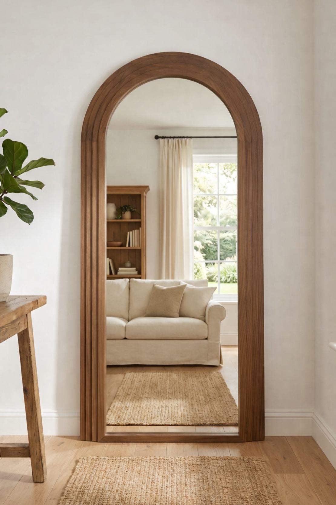 מראת קשת קלאסית מעץ אגוז מלא – דגם 4439