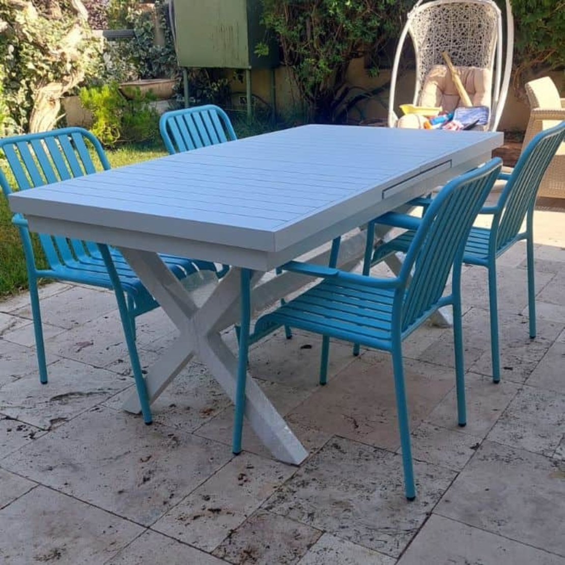 Linen שולחן אלומיניום לבן 180 ס