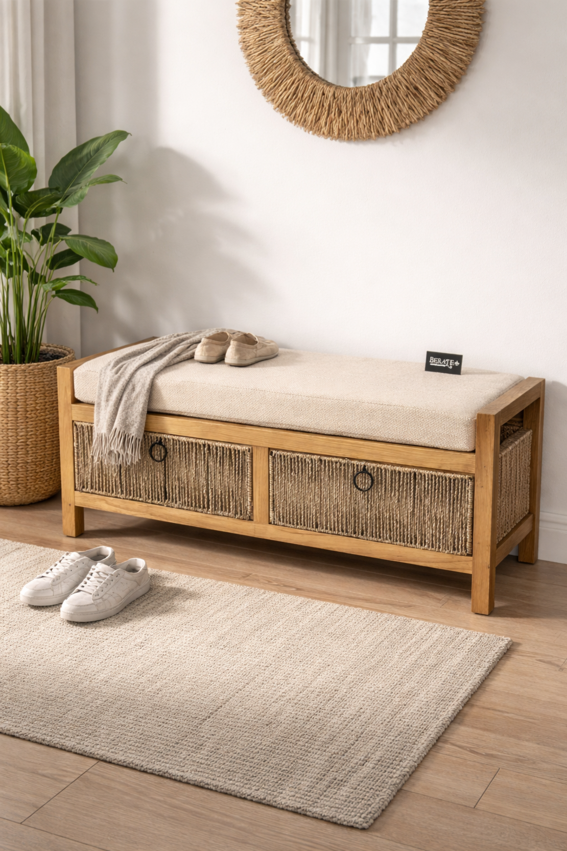 הדום עשוי בד שאנל בצבע שמנת מעץ