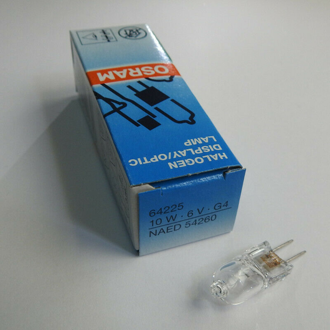 נורת הלוגן פינים - בסיס G4 מתח 10W 6V דגם 64225 OSRAM  