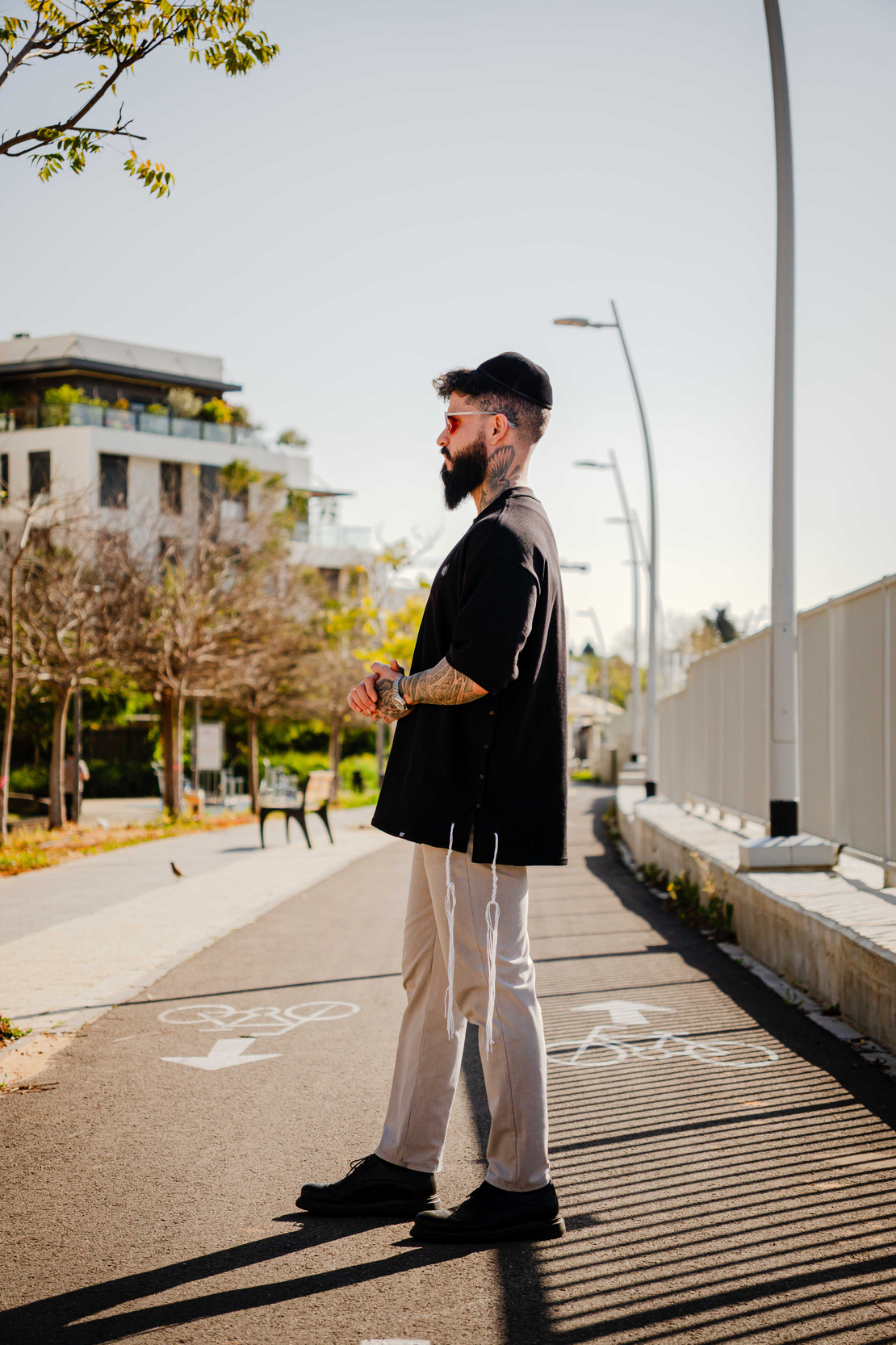 Beresheet2 - חולצת ציצית מהודרת דגם האש שלי בצבע שחור