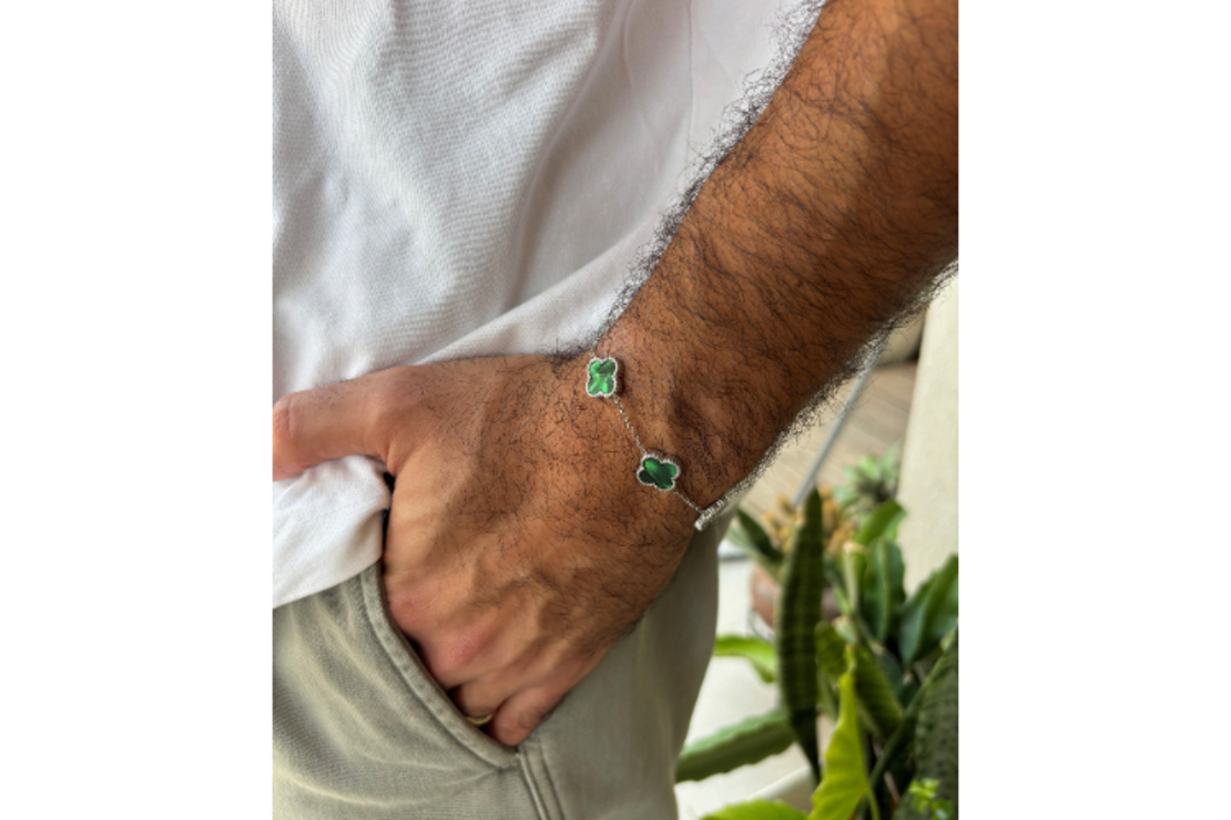 צמיד תלתנים לגבר בצבע ירוק