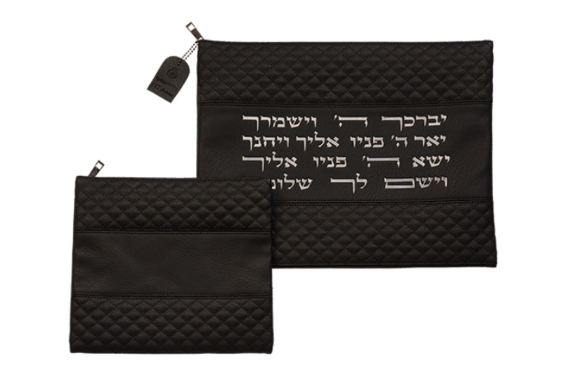 כיסויי טלית תפילין דמוי עור שחור 