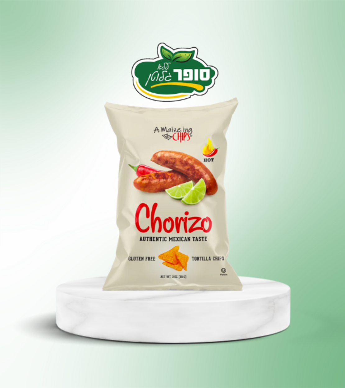 חטיף על בסיס תירס בטעם צ'וריסו ללא גלוטן